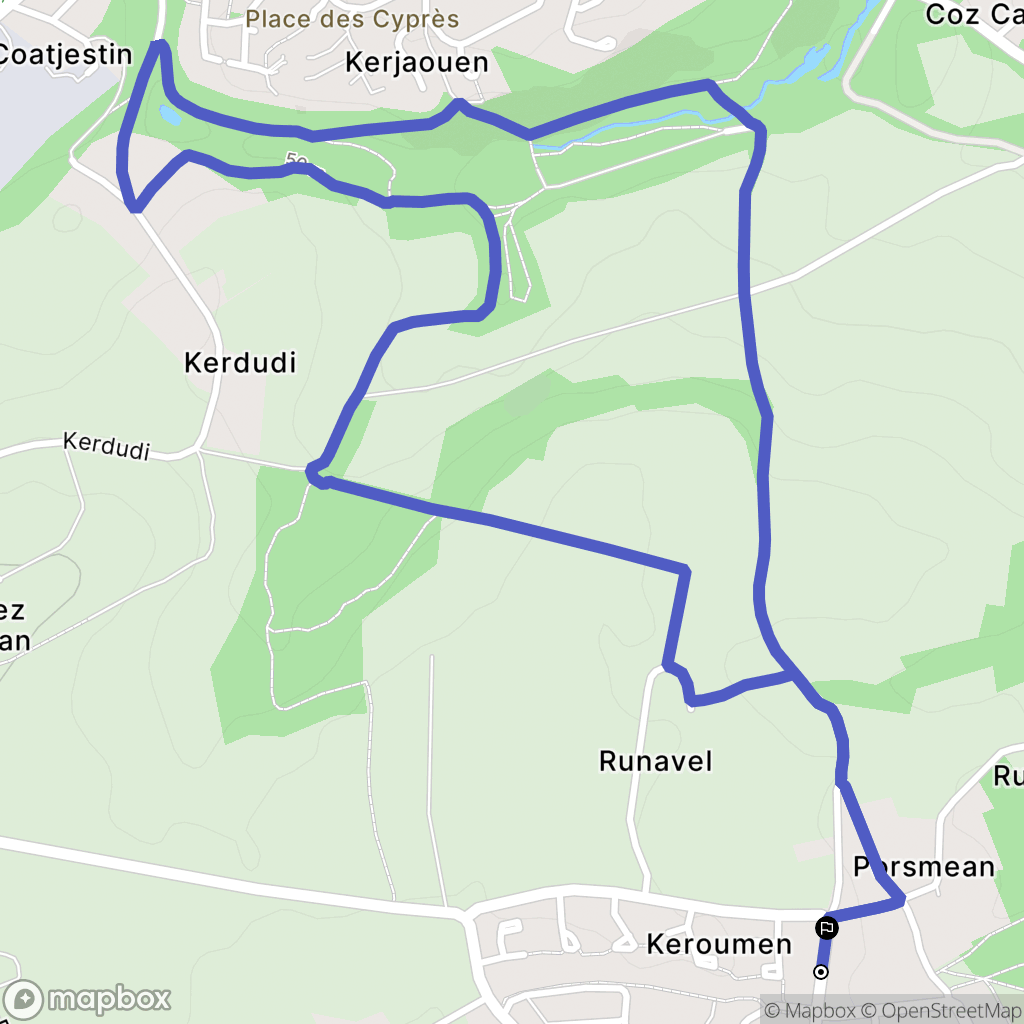 Le Relecq-Kerhuon : carte du parcours de randonnée - France