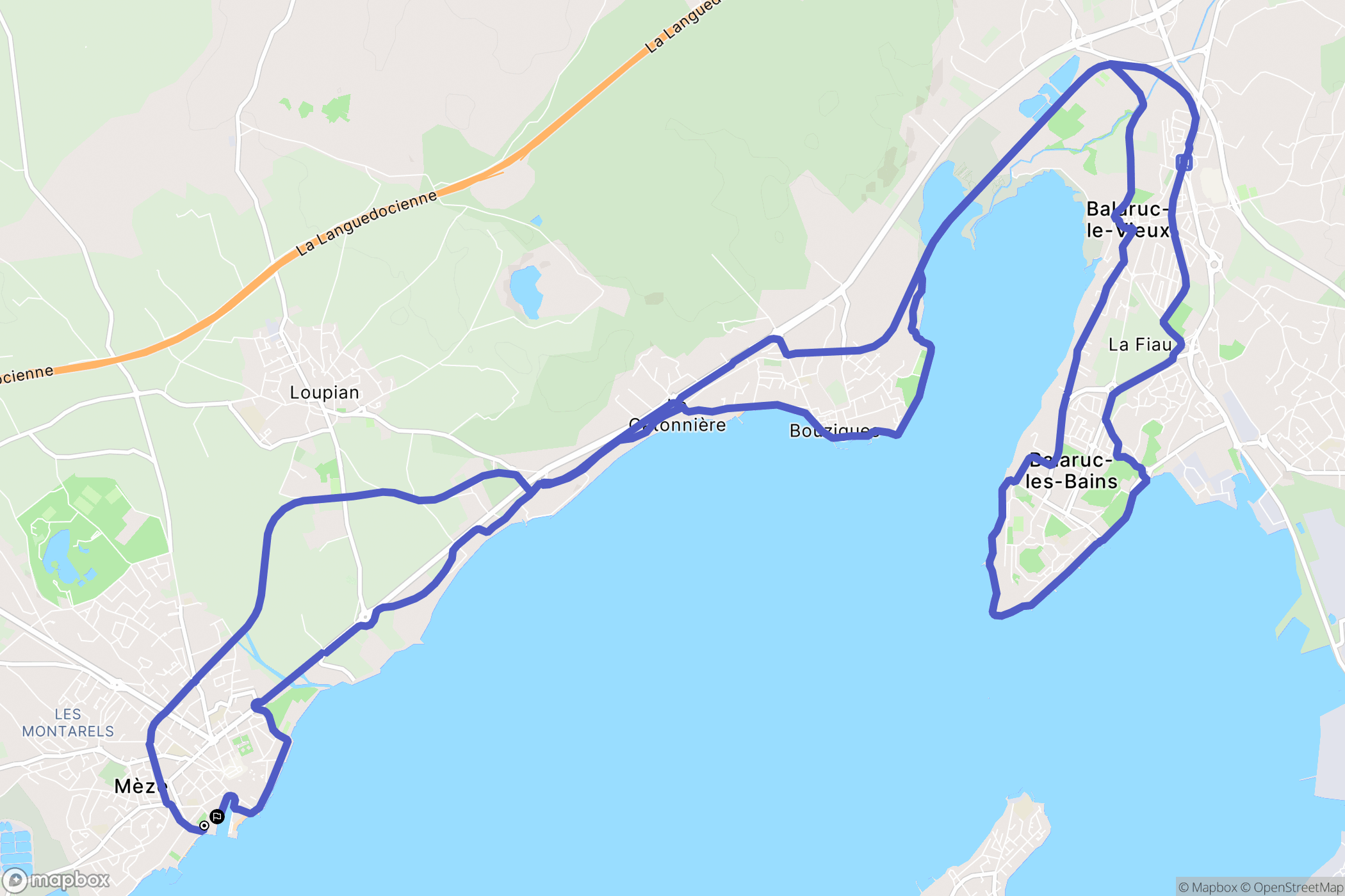 Mèze : carte du parcours de randonnée - France