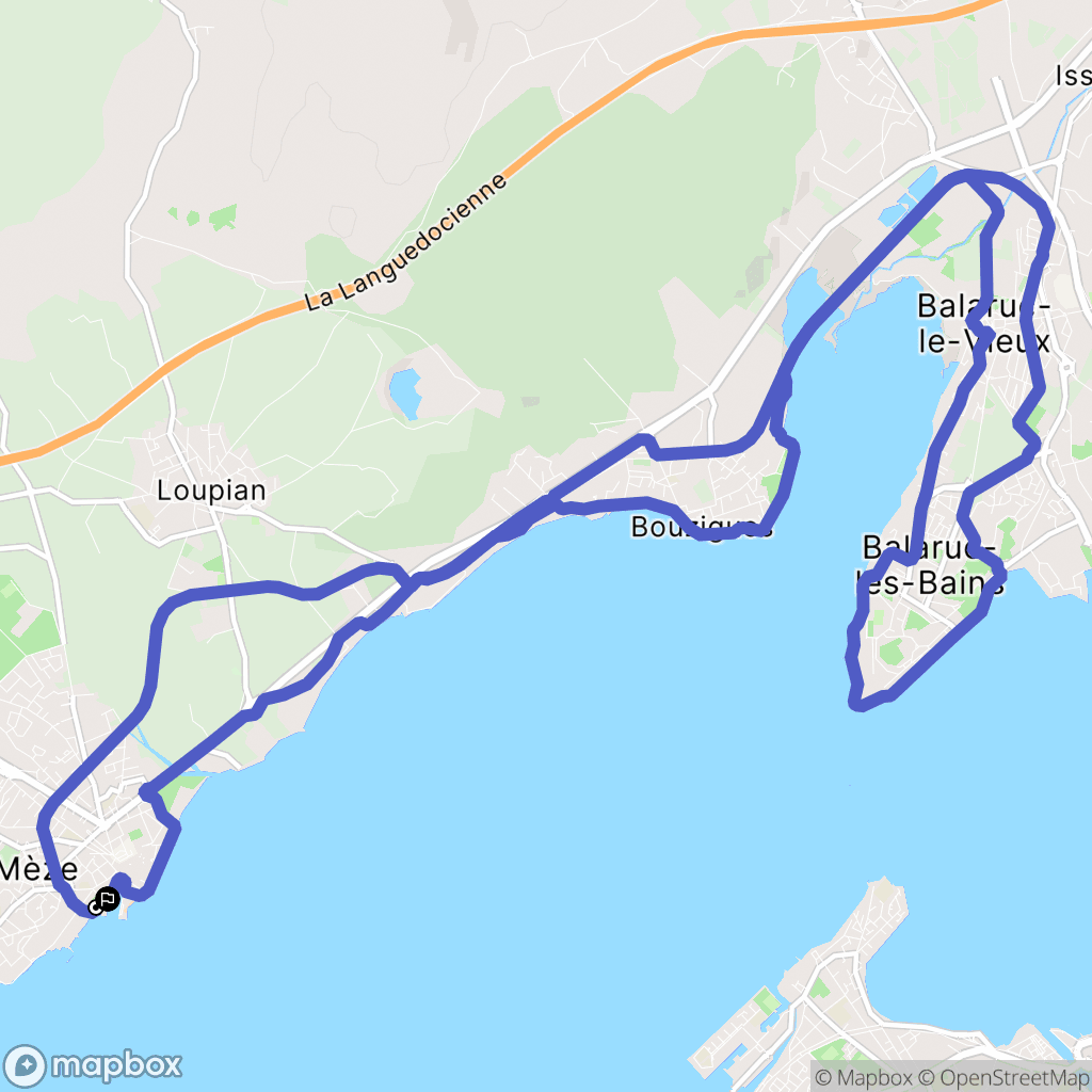 Mèze : carte du parcours de randonnée - France