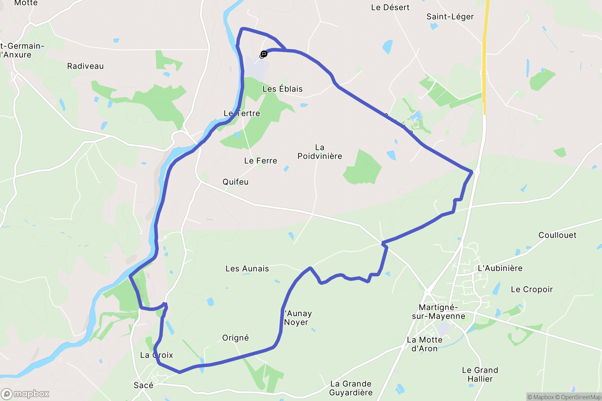 Martigné sur Mayenne : carte du parcours de randonnée - France