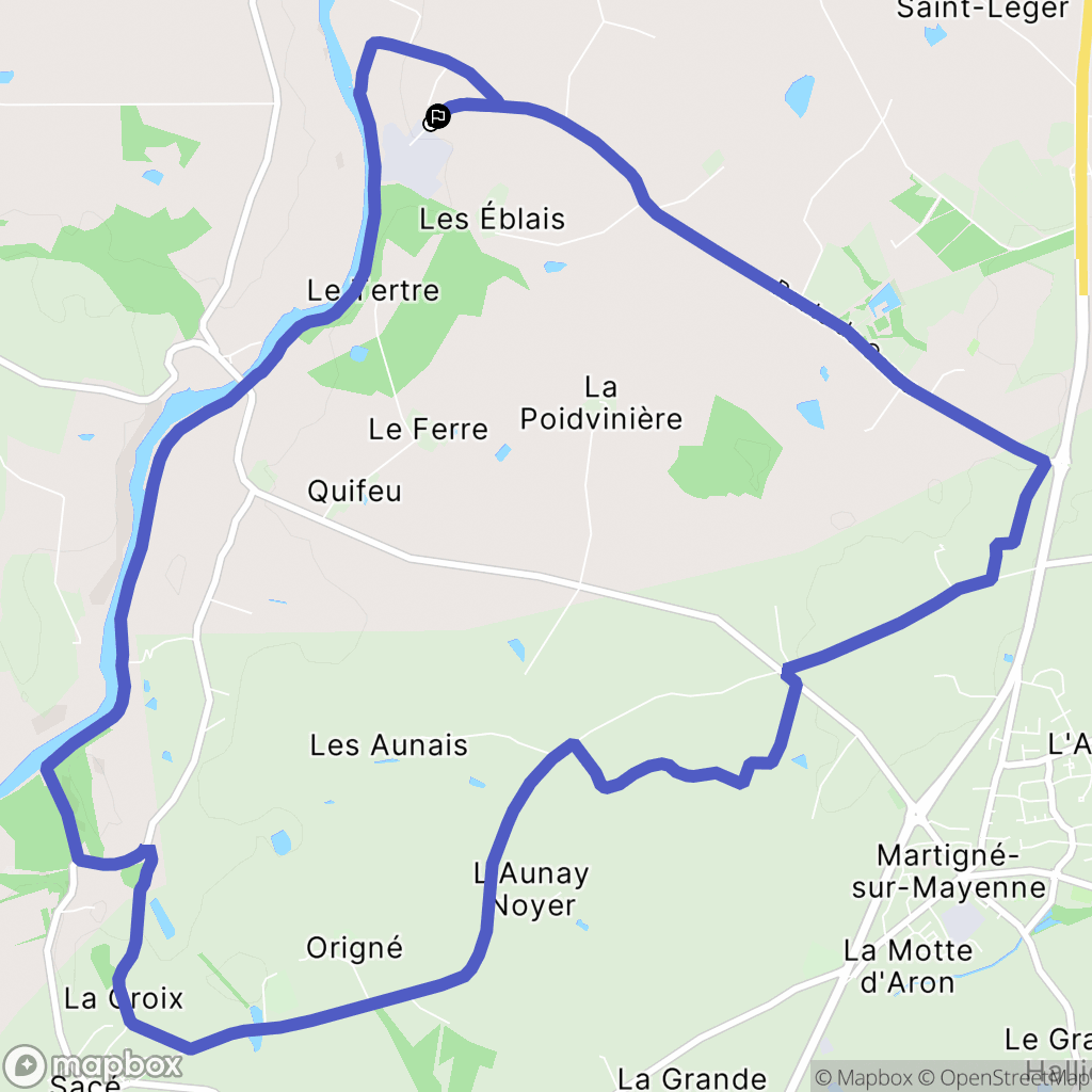 Martigné sur Mayenne : carte du parcours de randonnée - France