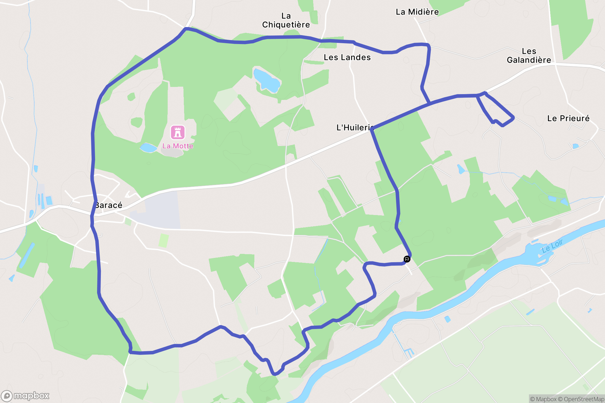 Huillé-Lézigné : carte du parcours de randonnée - France