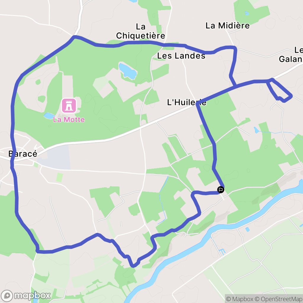 Huillé-Lézigné : carte du parcours de randonnée - France