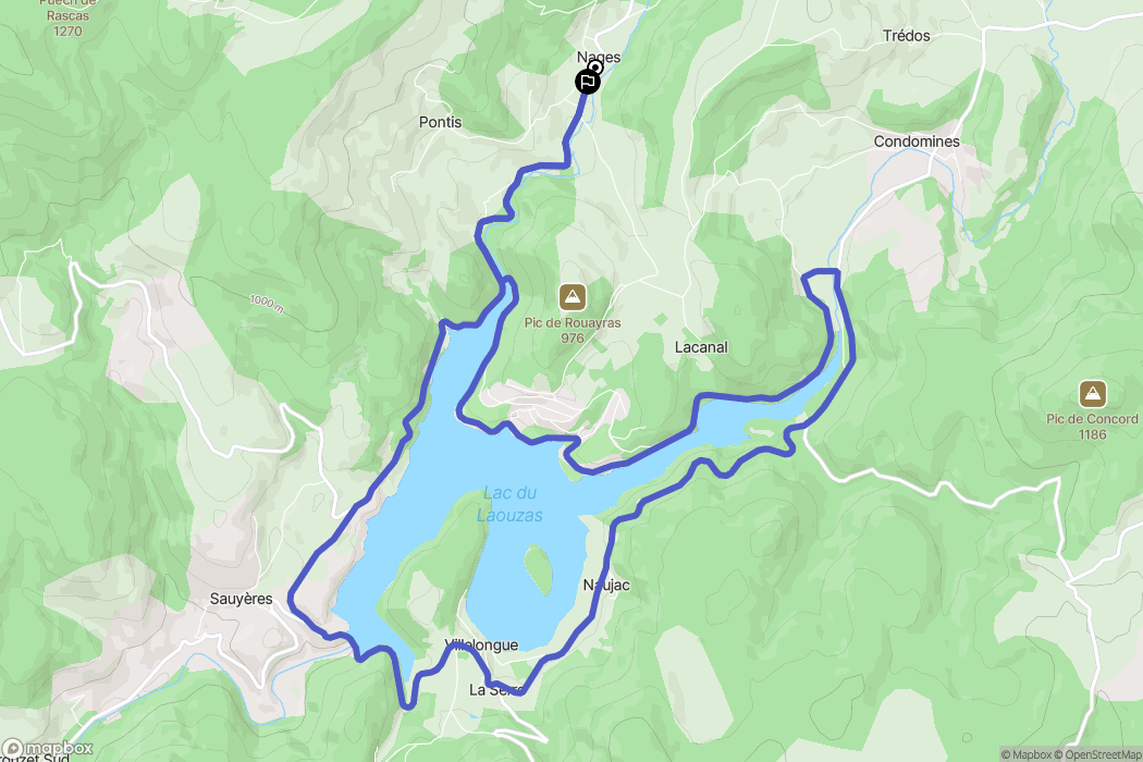 Nages : carte du parcours de randonnée - France