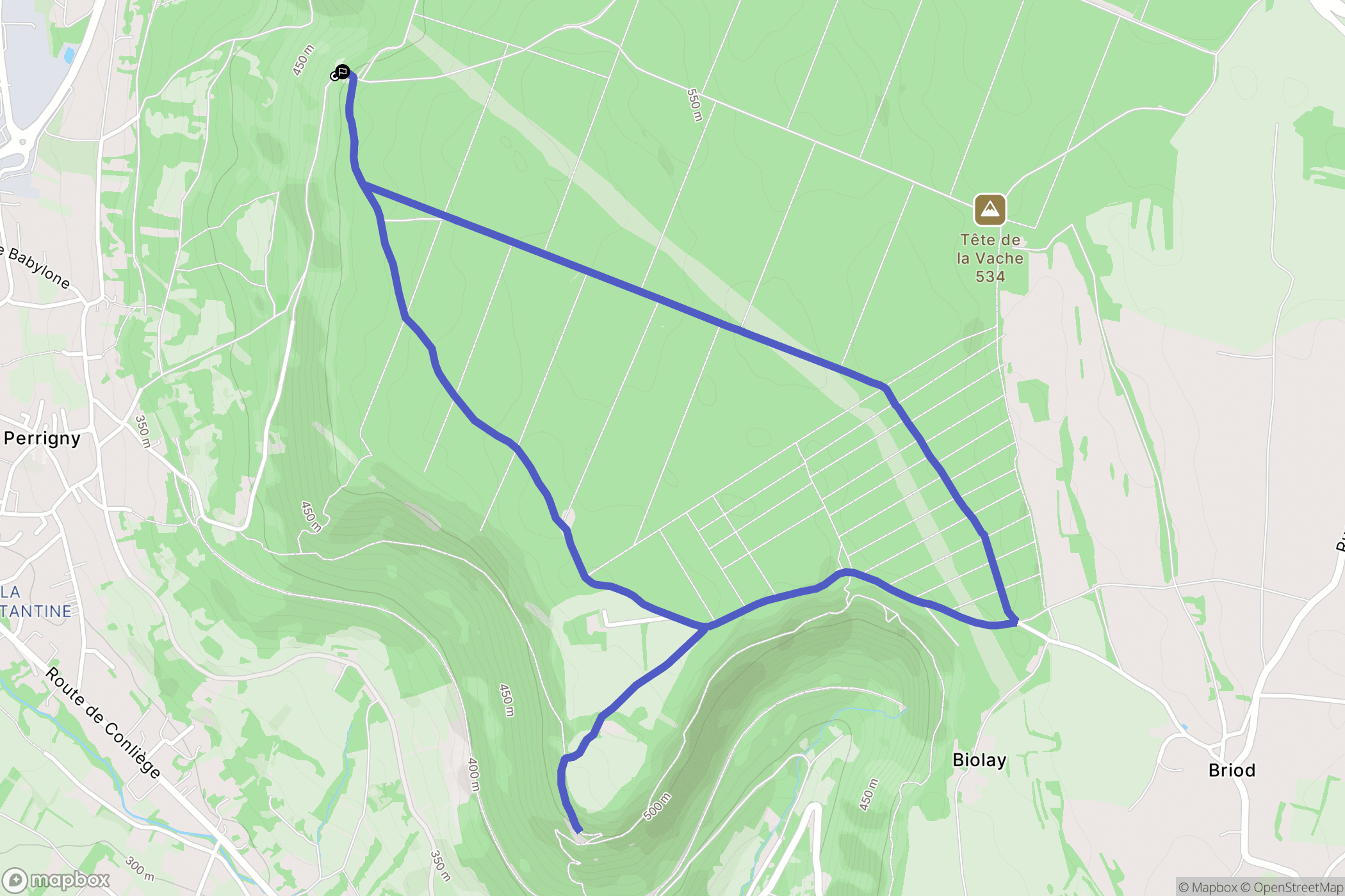 Perrigny : carte du parcours de randonnée - France