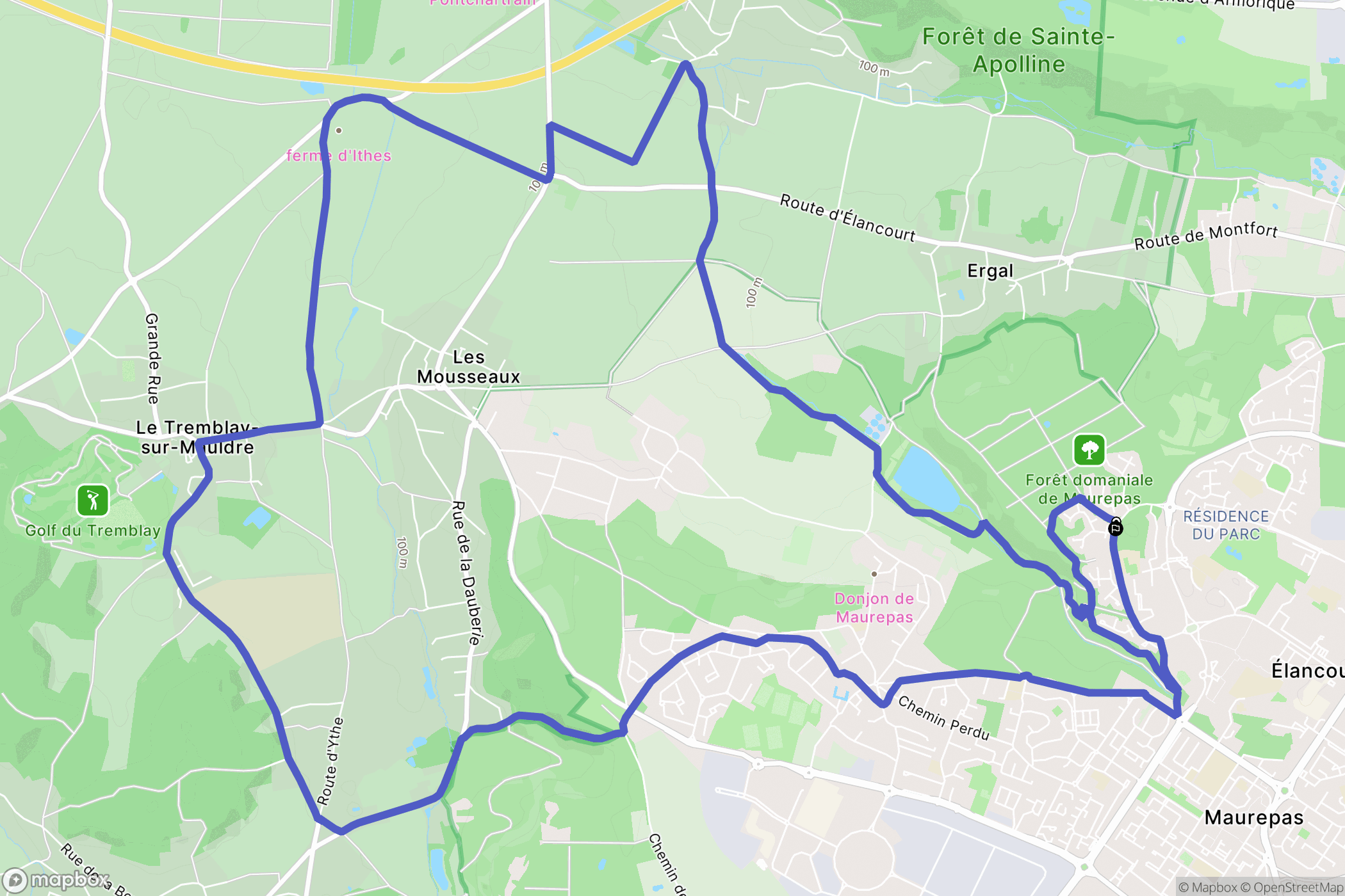 Maurepas : carte du parcours de randonnée - France