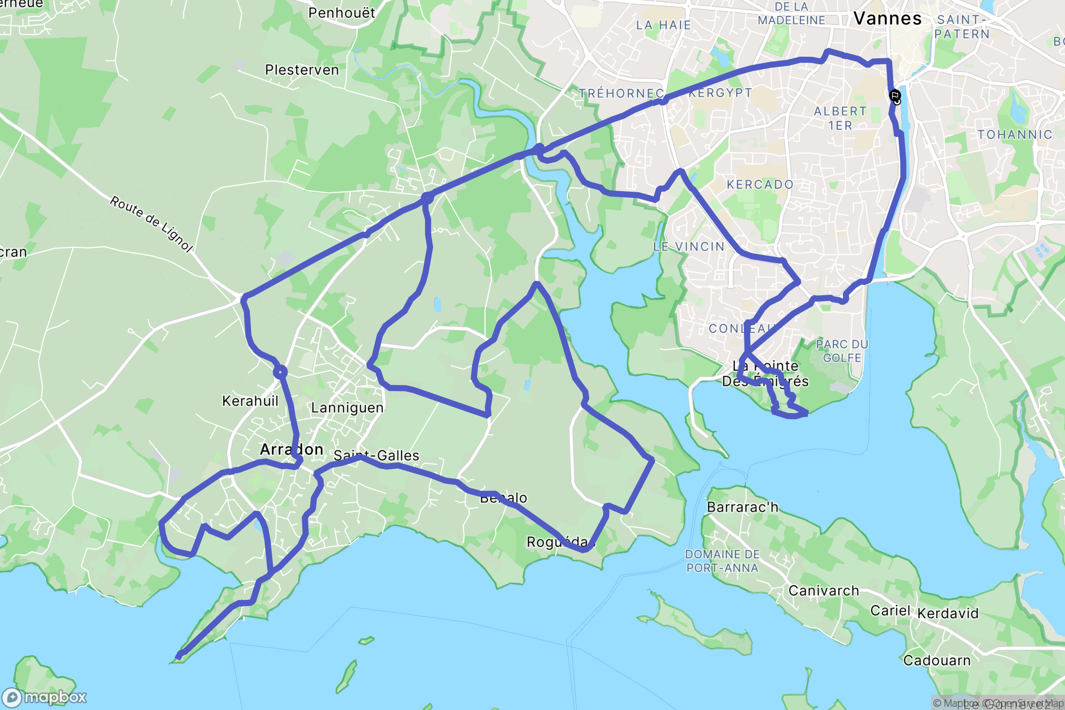 Vannes : carte du parcours de randonnée - France