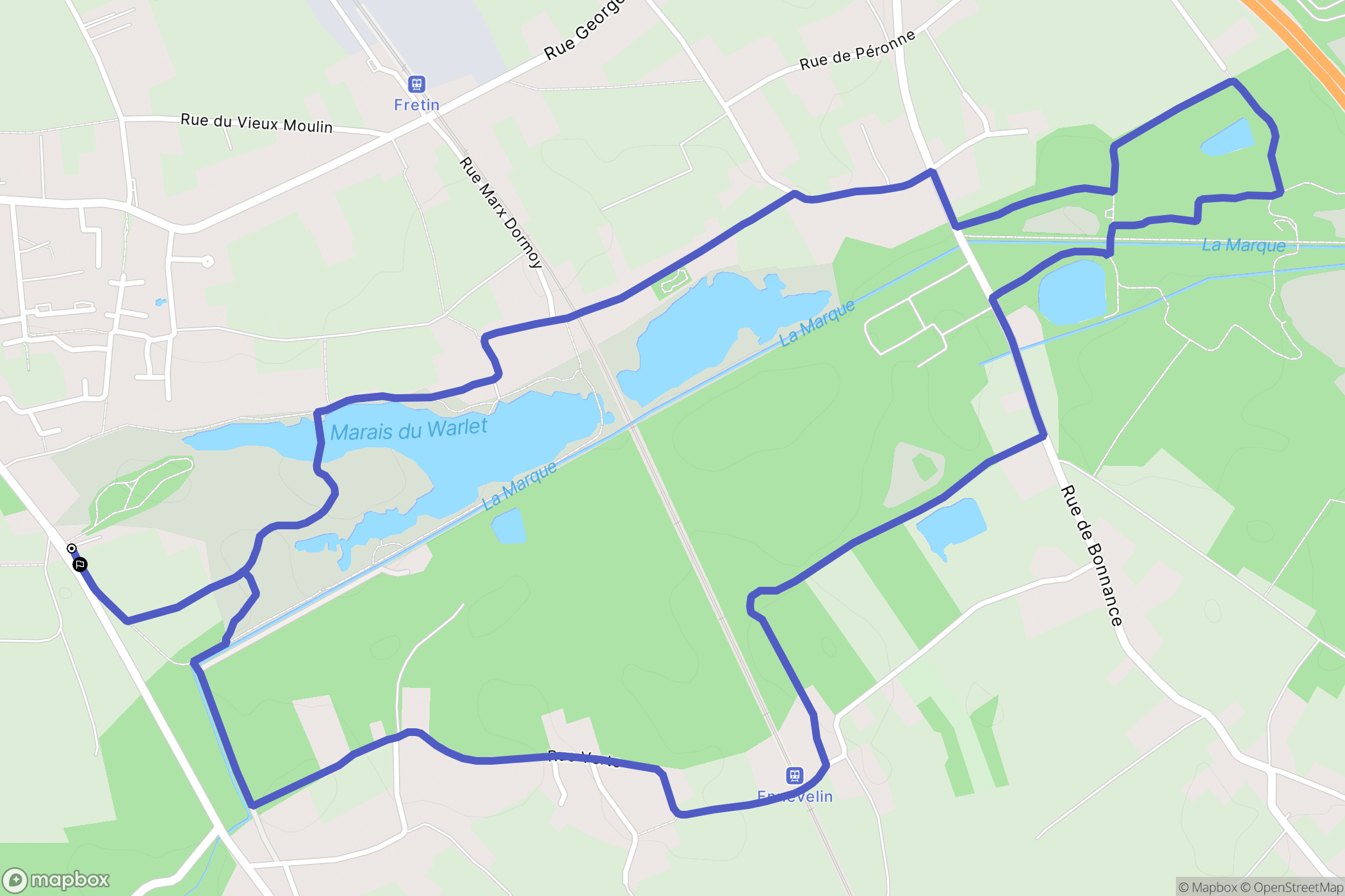 Fretin : carte du parcours de randonnée - France