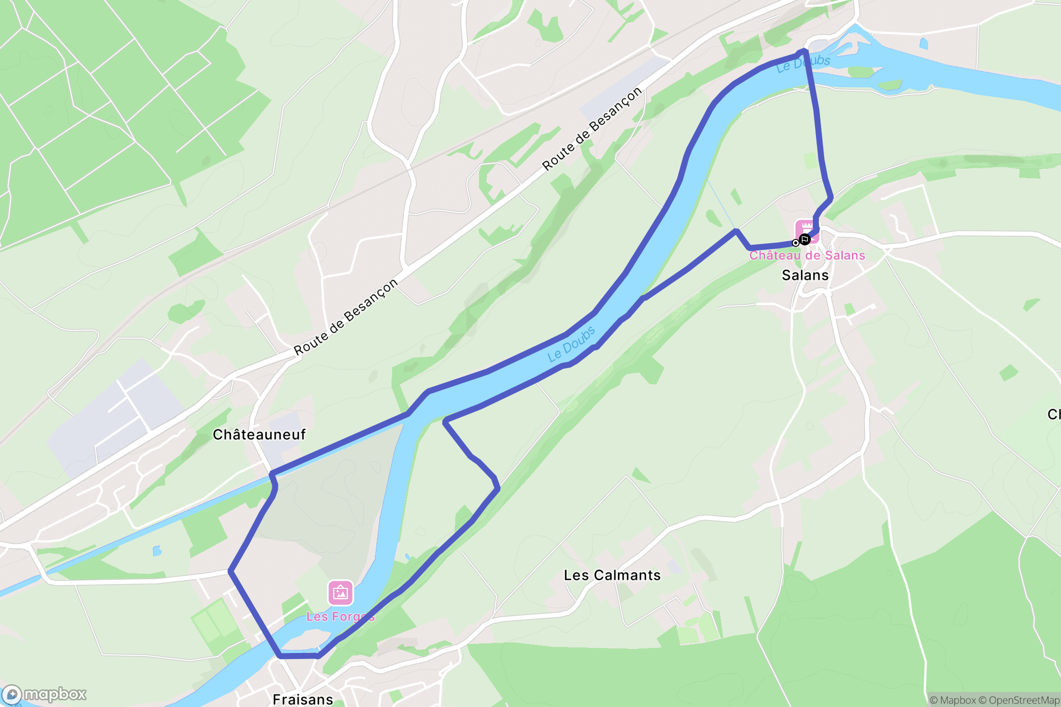 Salans : carte du parcours de randonnée - France