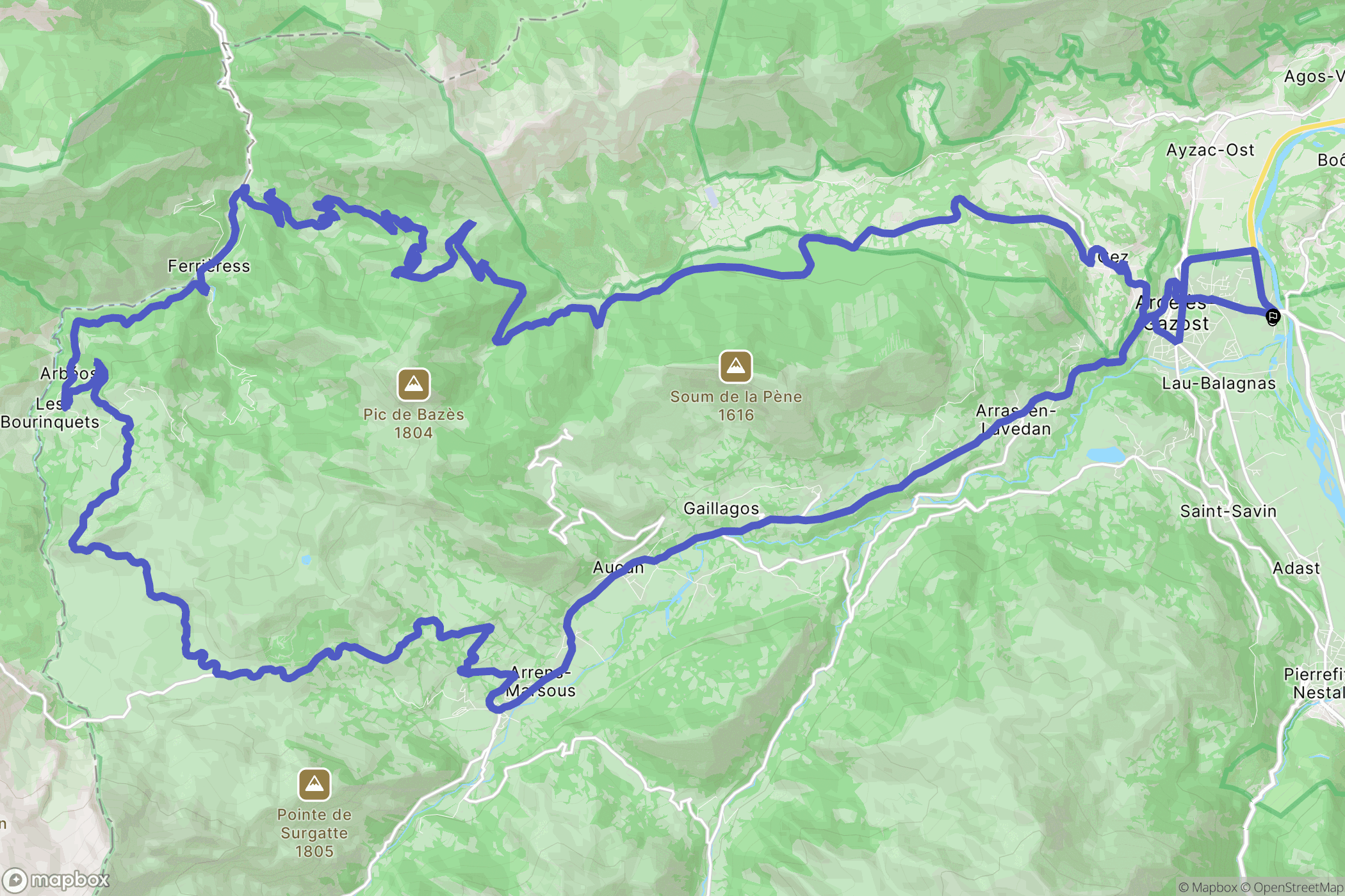 Argelès-Gazost : carte du parcours de randonnée - France