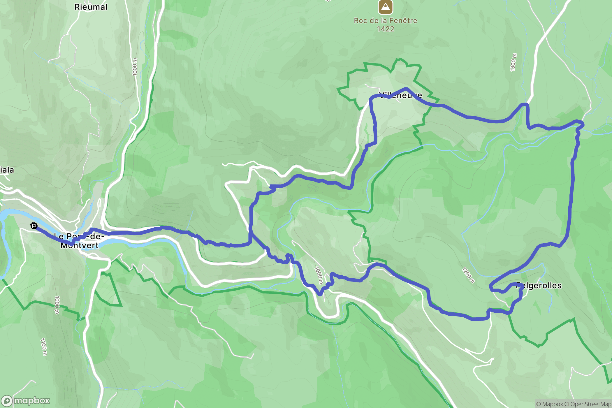 Pont-de-Montvert-Sud-Mont-Lozère : carte du parcours de randonnée - France