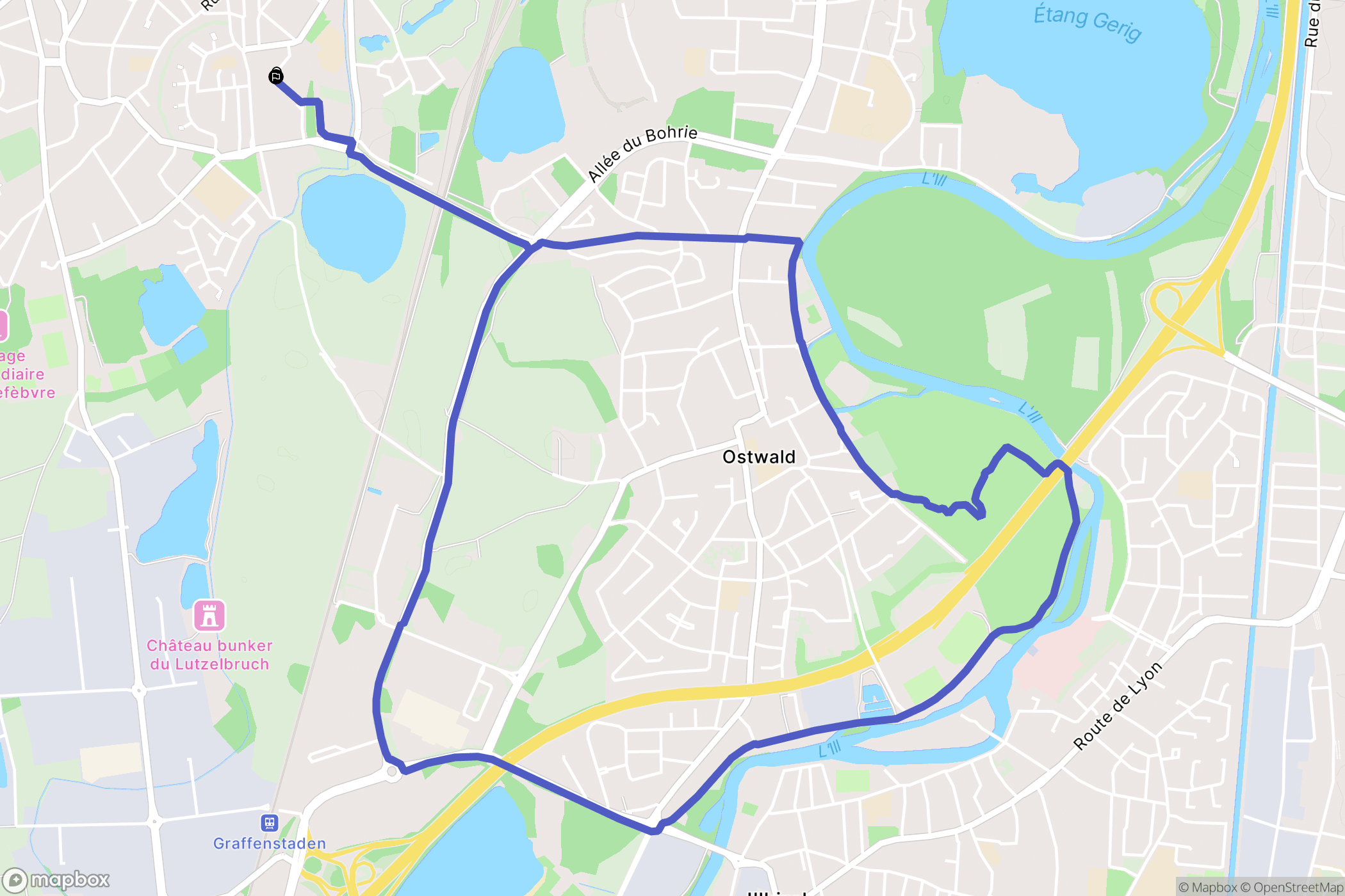Lingolsheim : carte du parcours de randonnée - France