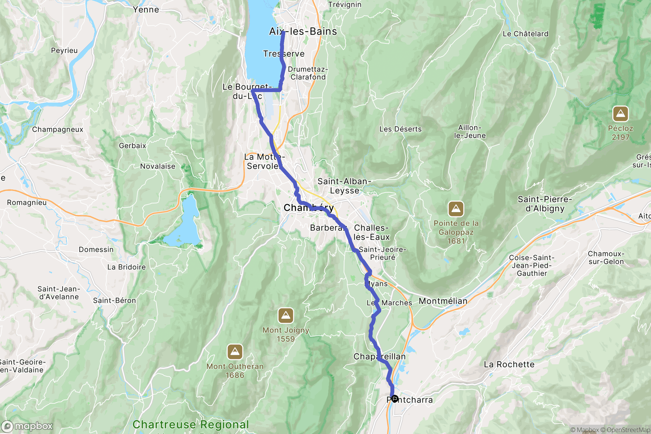 Pontcharra : carte du parcours de randonnée - France