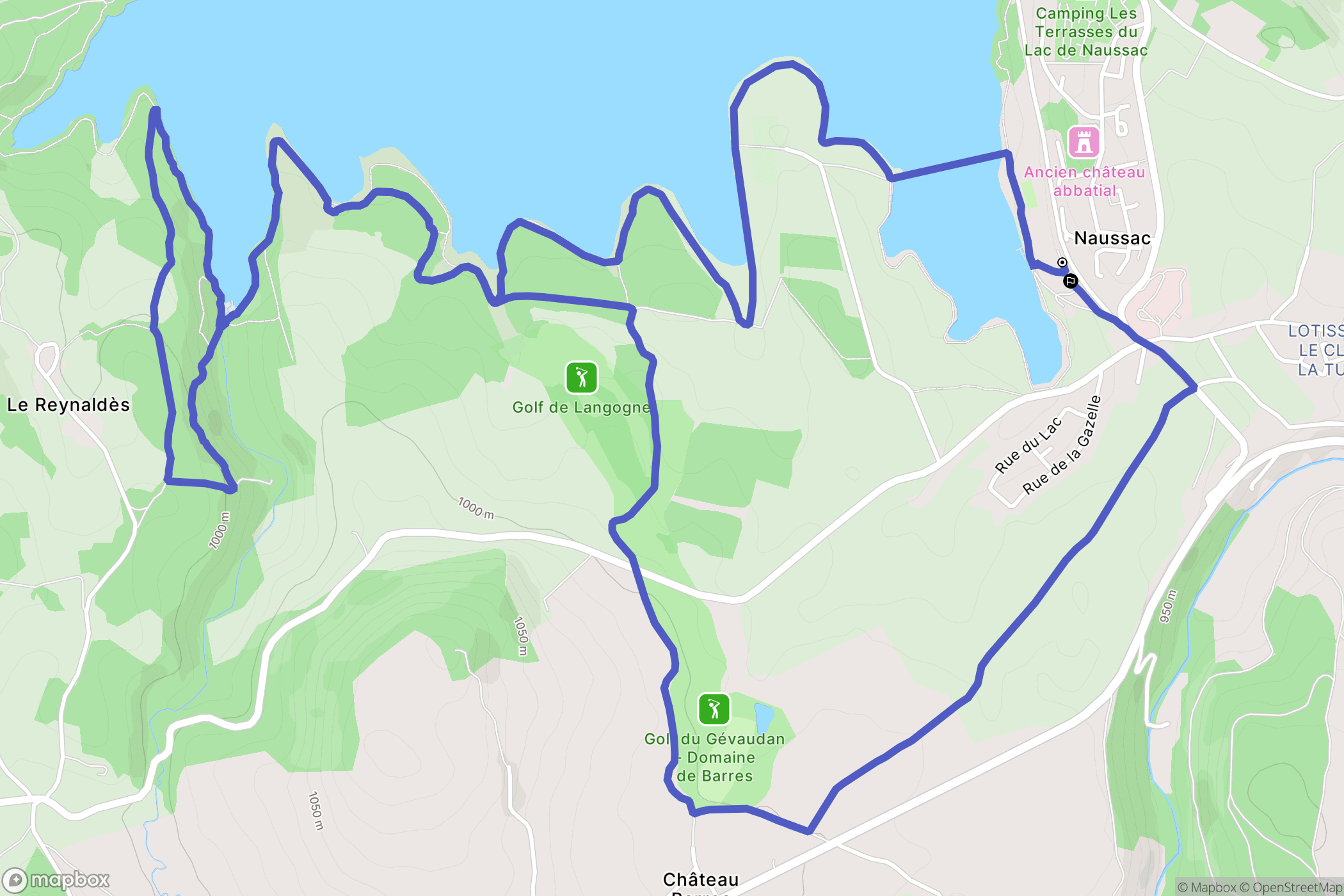 Langogne : carte du parcours de randonnée - France