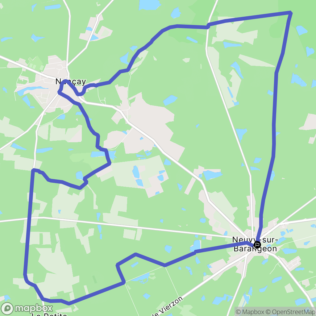 Neuvy-sur-Barangeon : carte du parcours de randonnée - France