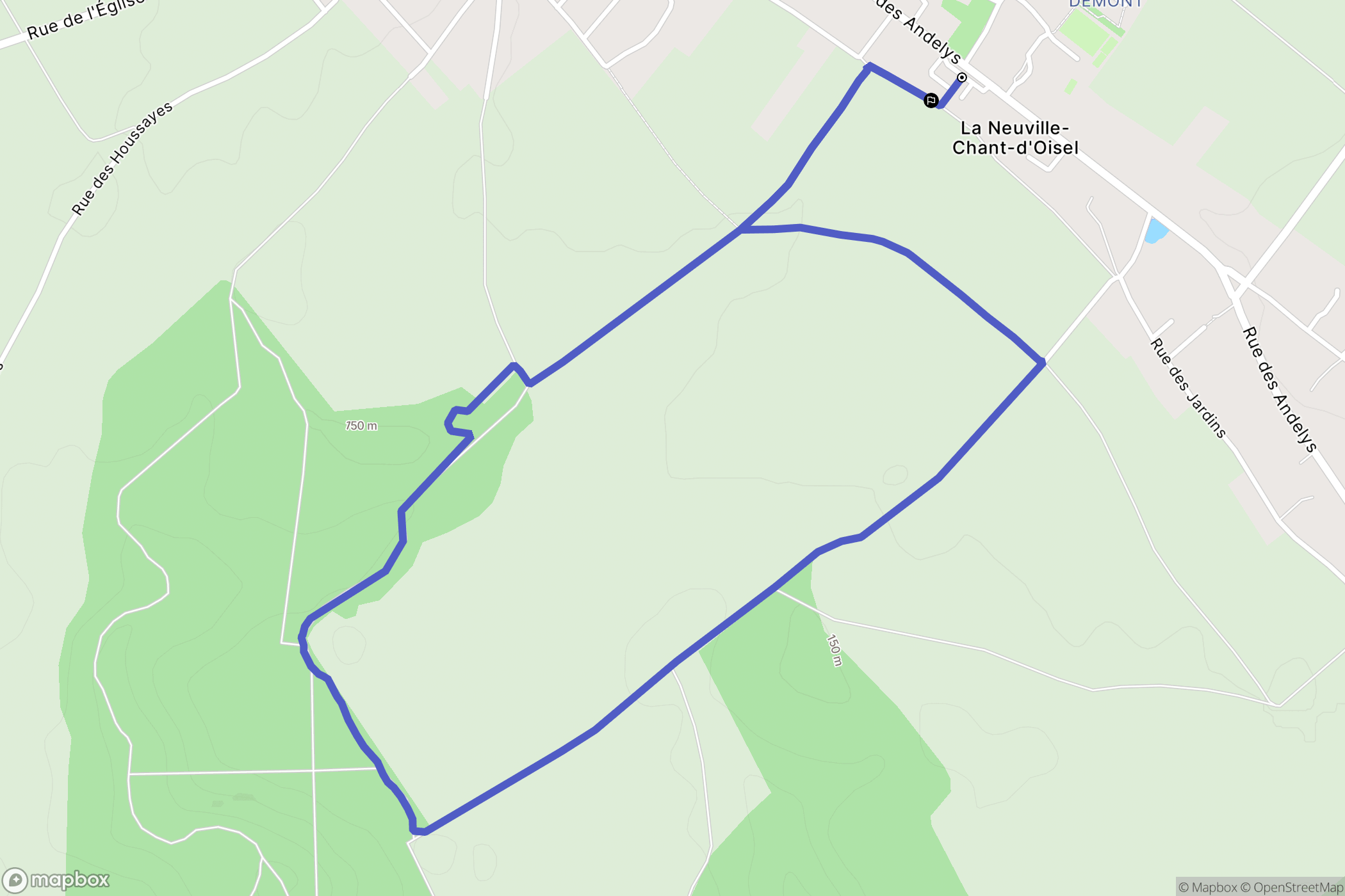 La Neuville-Chant-d'Oisel : carte du parcours de randonnée - France