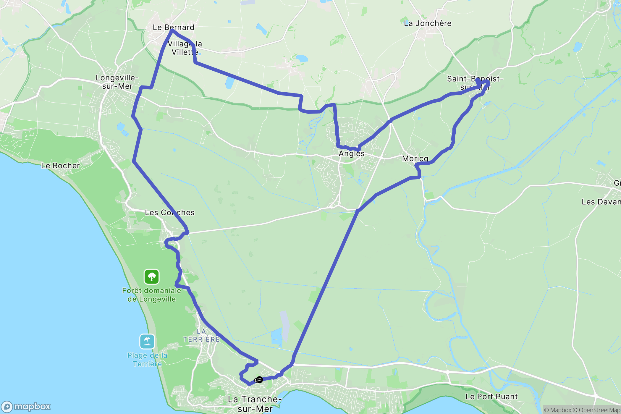 La Tranche-sur-Mer : carte du parcours de randonnée - France