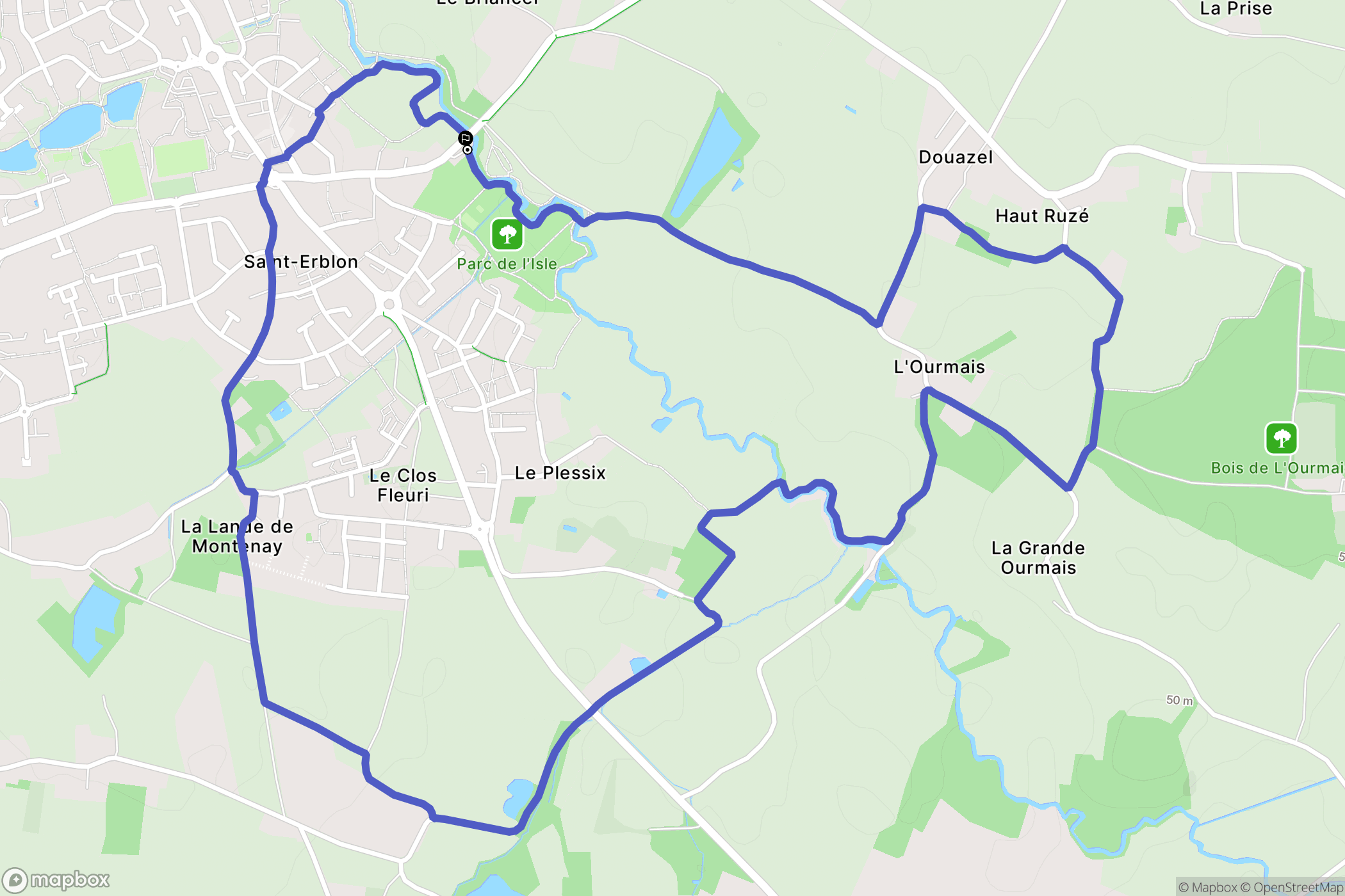 Saint-Erblon : carte du parcours de randonnée - France