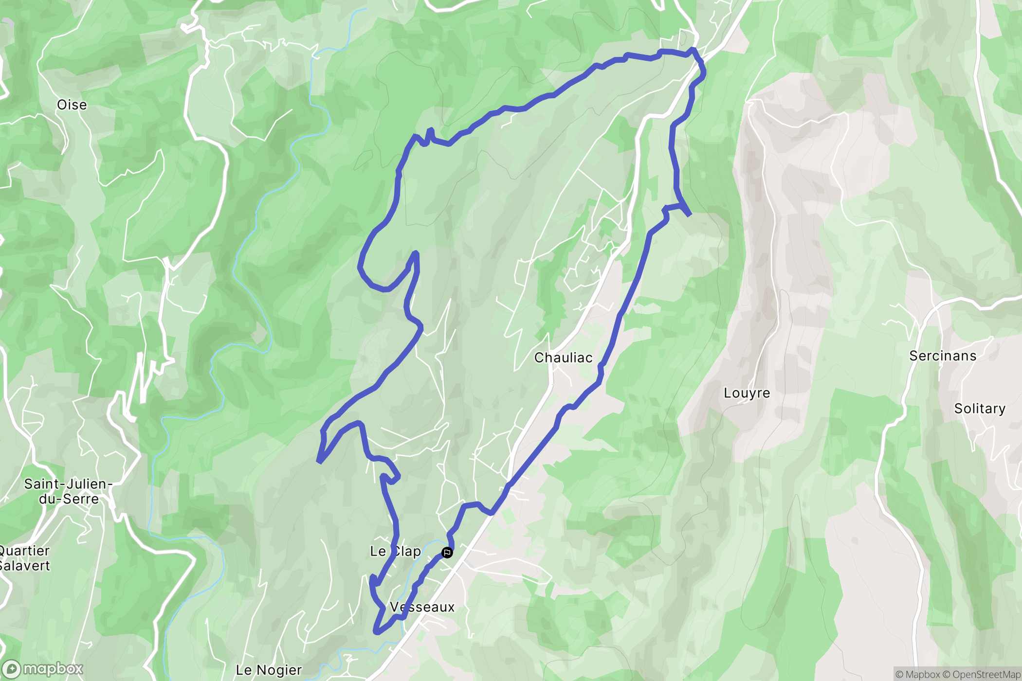 Vesseaux : carte du parcours de randonnée - France