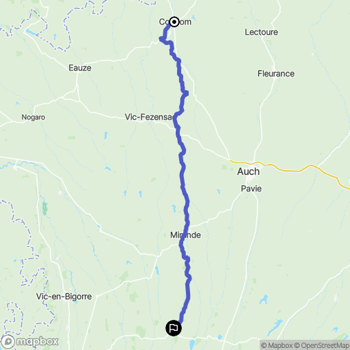 Condom : carte du parcours de randonnée - France
