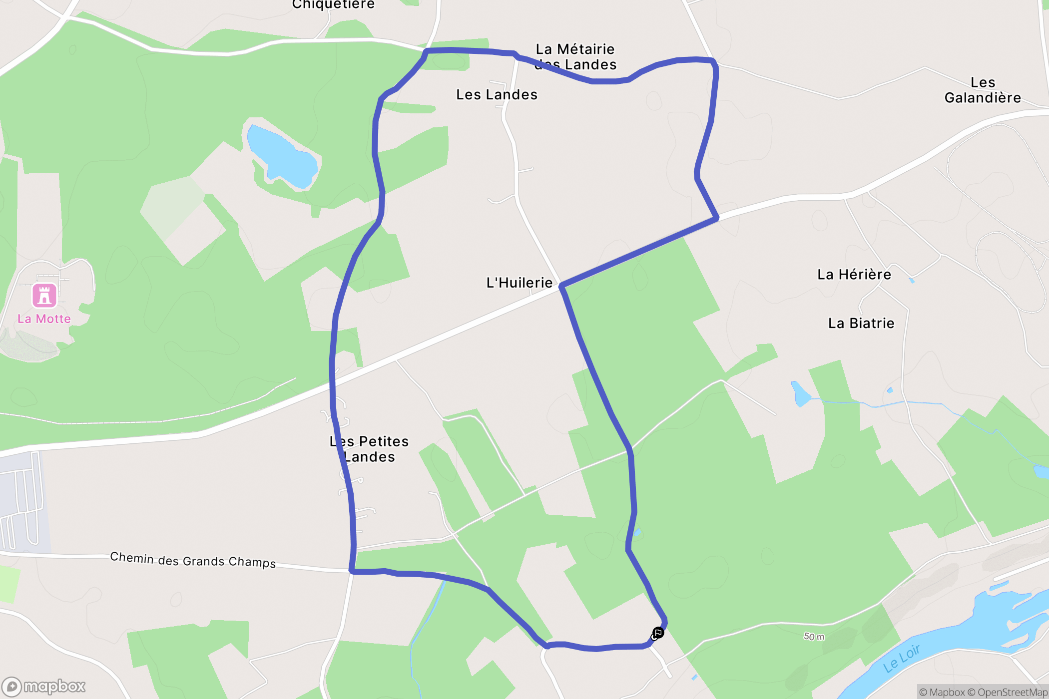 Huillé-Lézigné : carte du parcours de randonnée - France