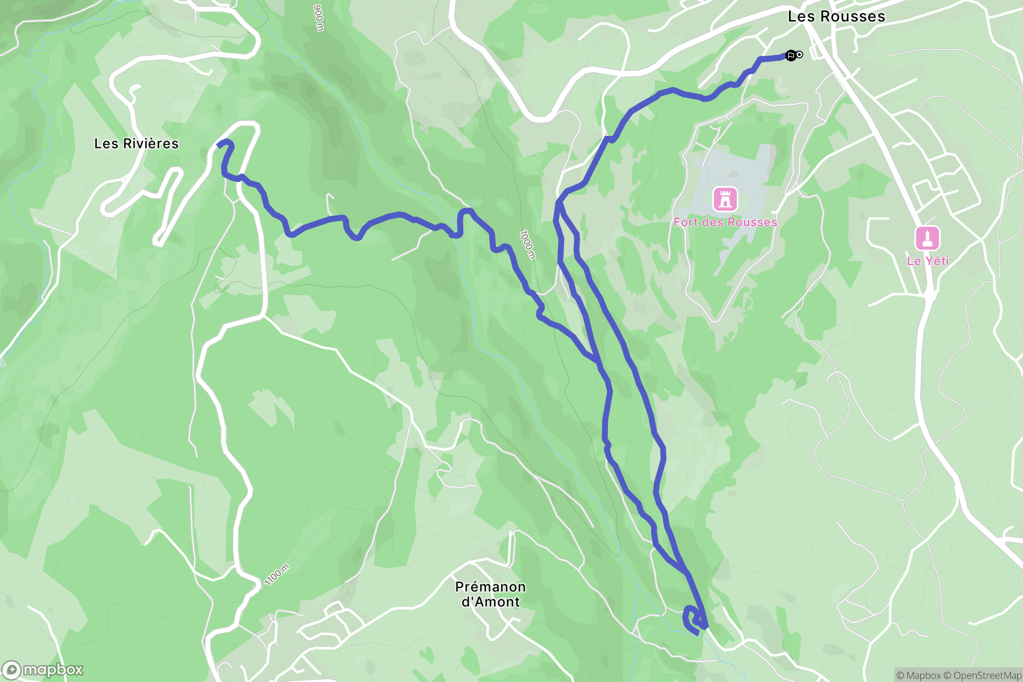 Les Rousses : carte du parcours de randonnée - France