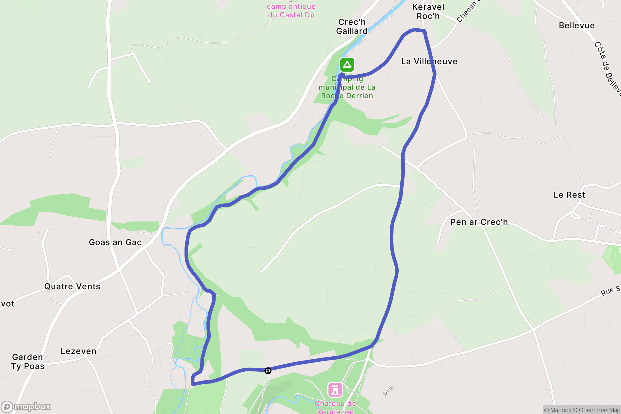 La Roche-Jaudy : carte du parcours de randonnée - France