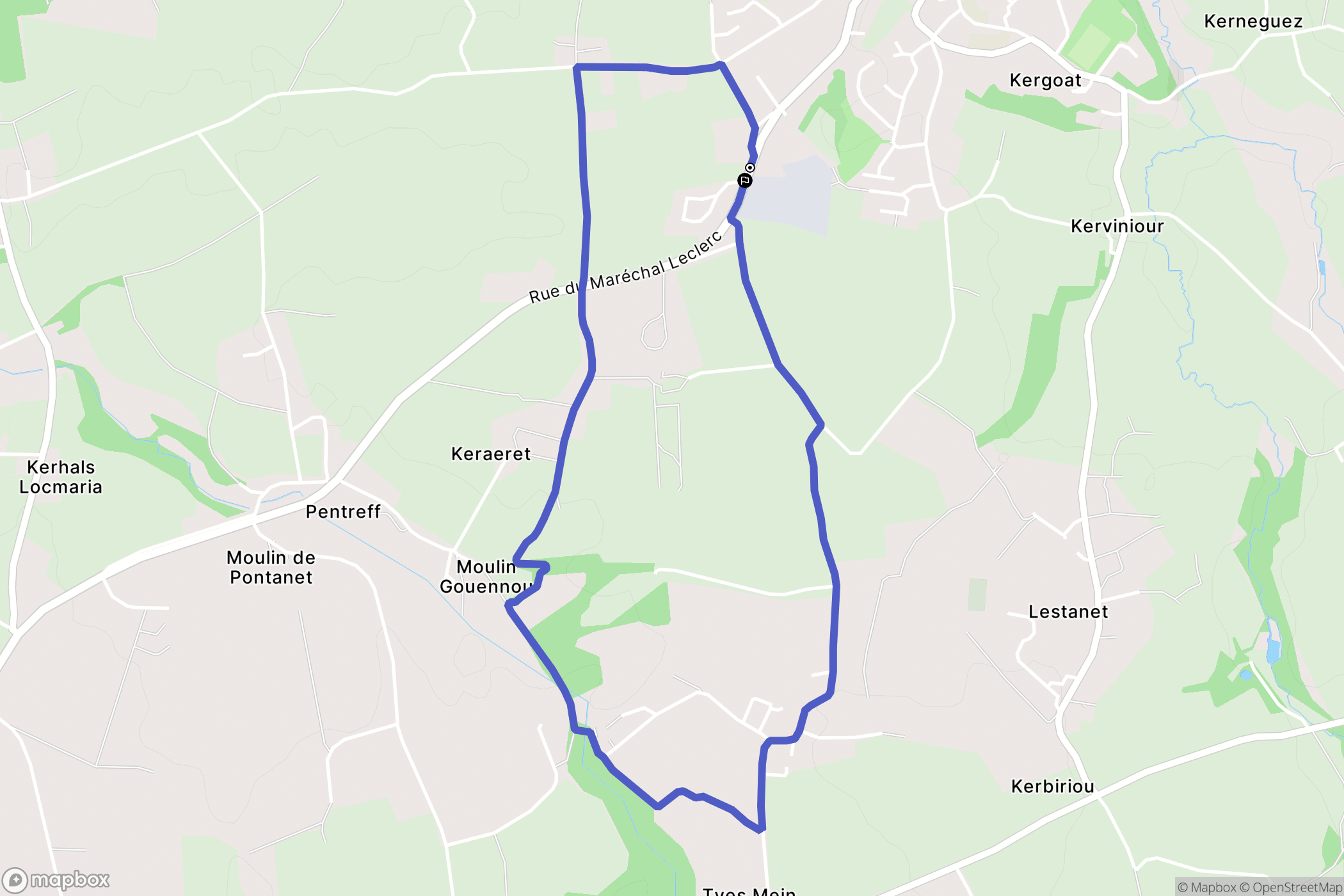 Le Drennec : carte du parcours de randonnée - France