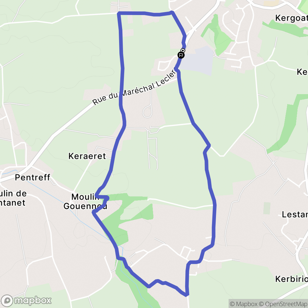 Le Drennec : carte du parcours de randonnée - France