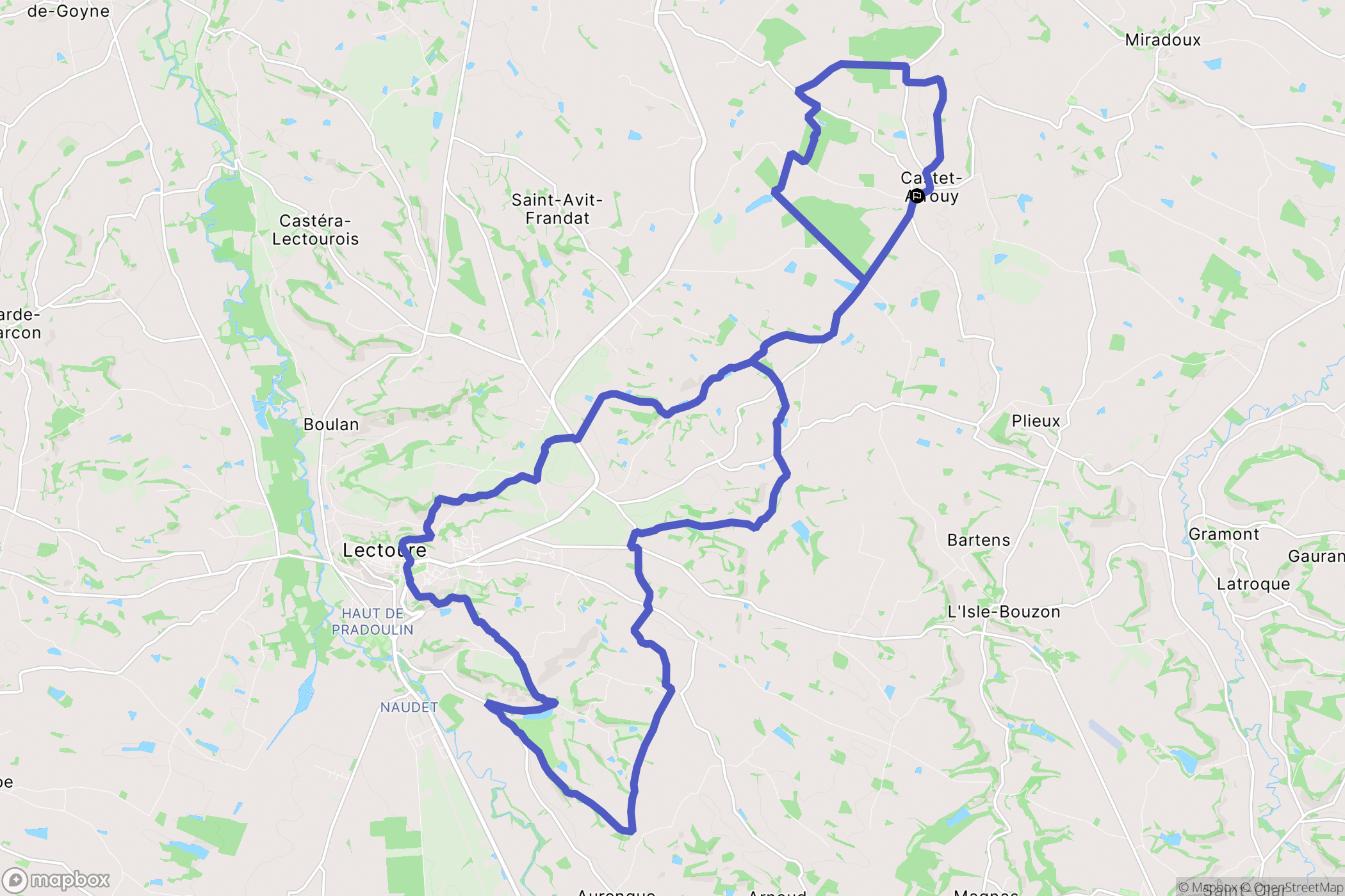 Castet-Arrouy : carte du parcours de randonnée - France