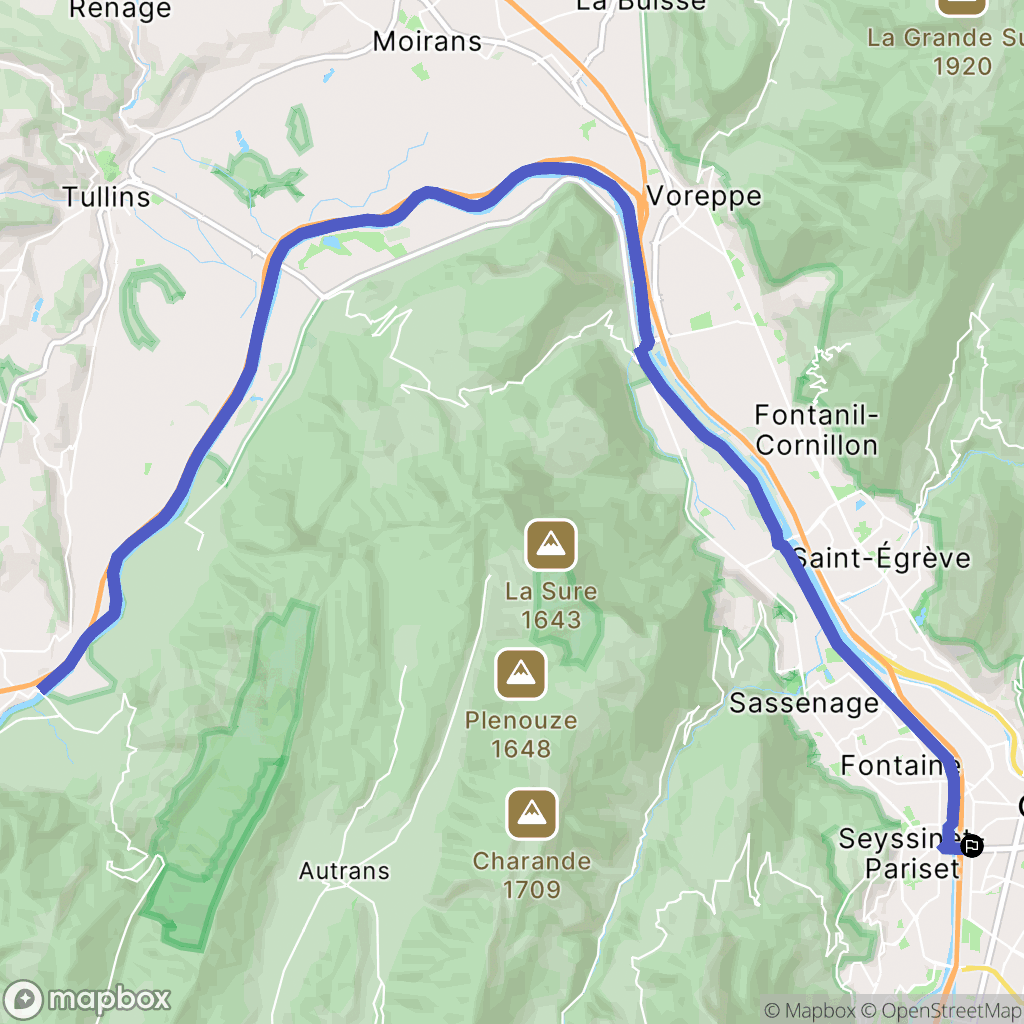 Grenoble : carte du parcours de randonnée - France