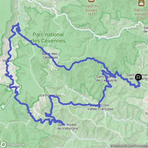 Saint-Germain-de-Calberte : carte du parcours de randonnée - France