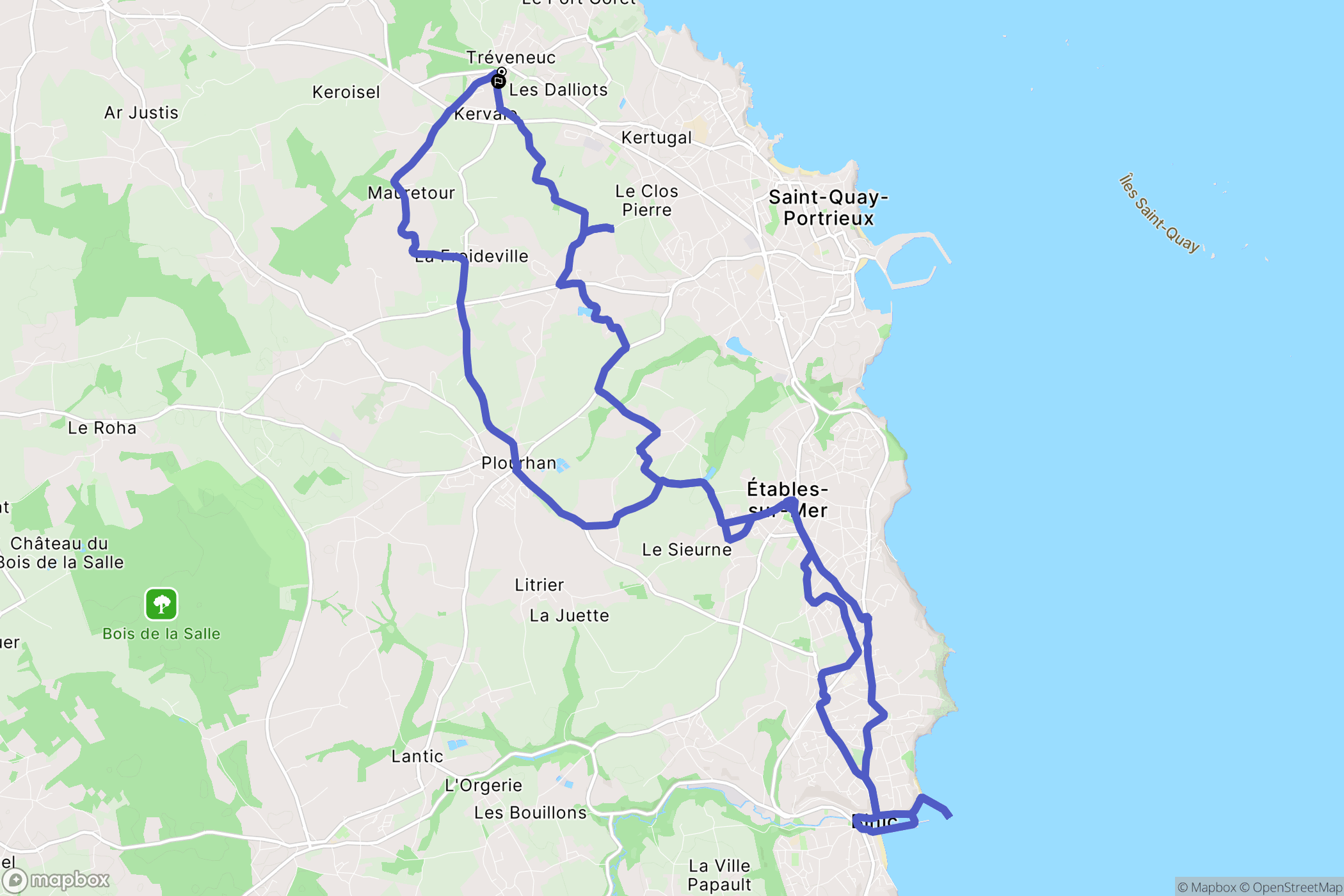 Tréveneuc : carte du parcours de randonnée - France