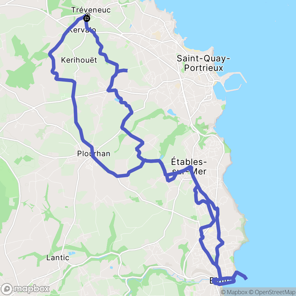 Tréveneuc : carte du parcours de randonnée - France