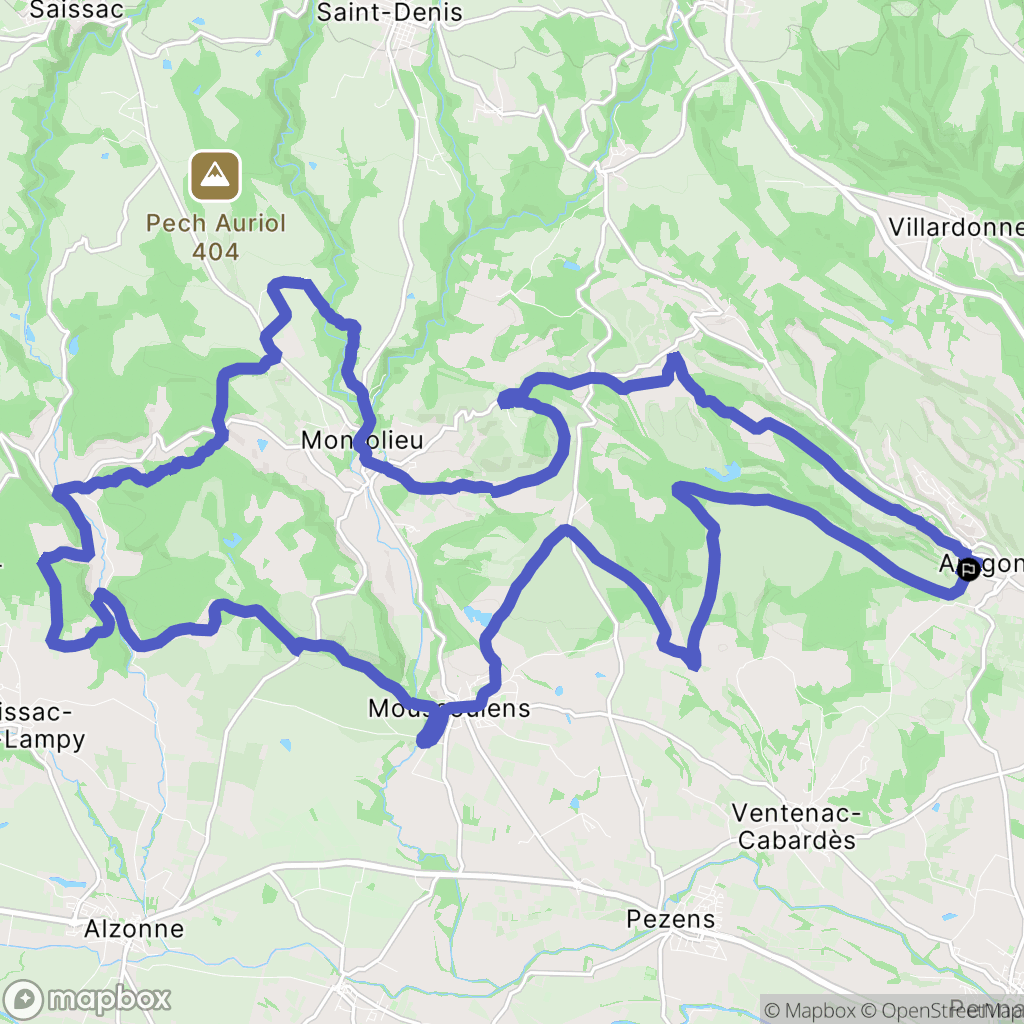 Aragon : carte du parcours de randonnée - France