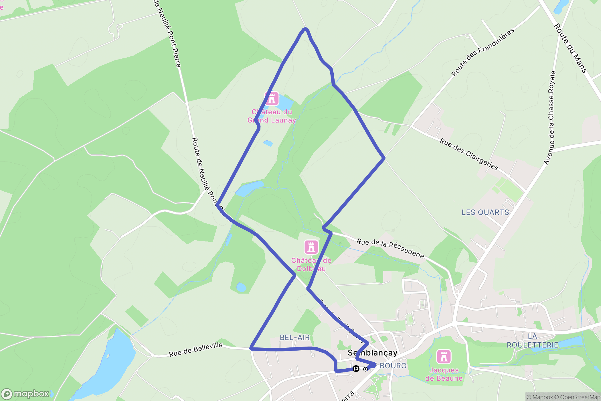 Semblançay : carte du parcours de randonnée - France