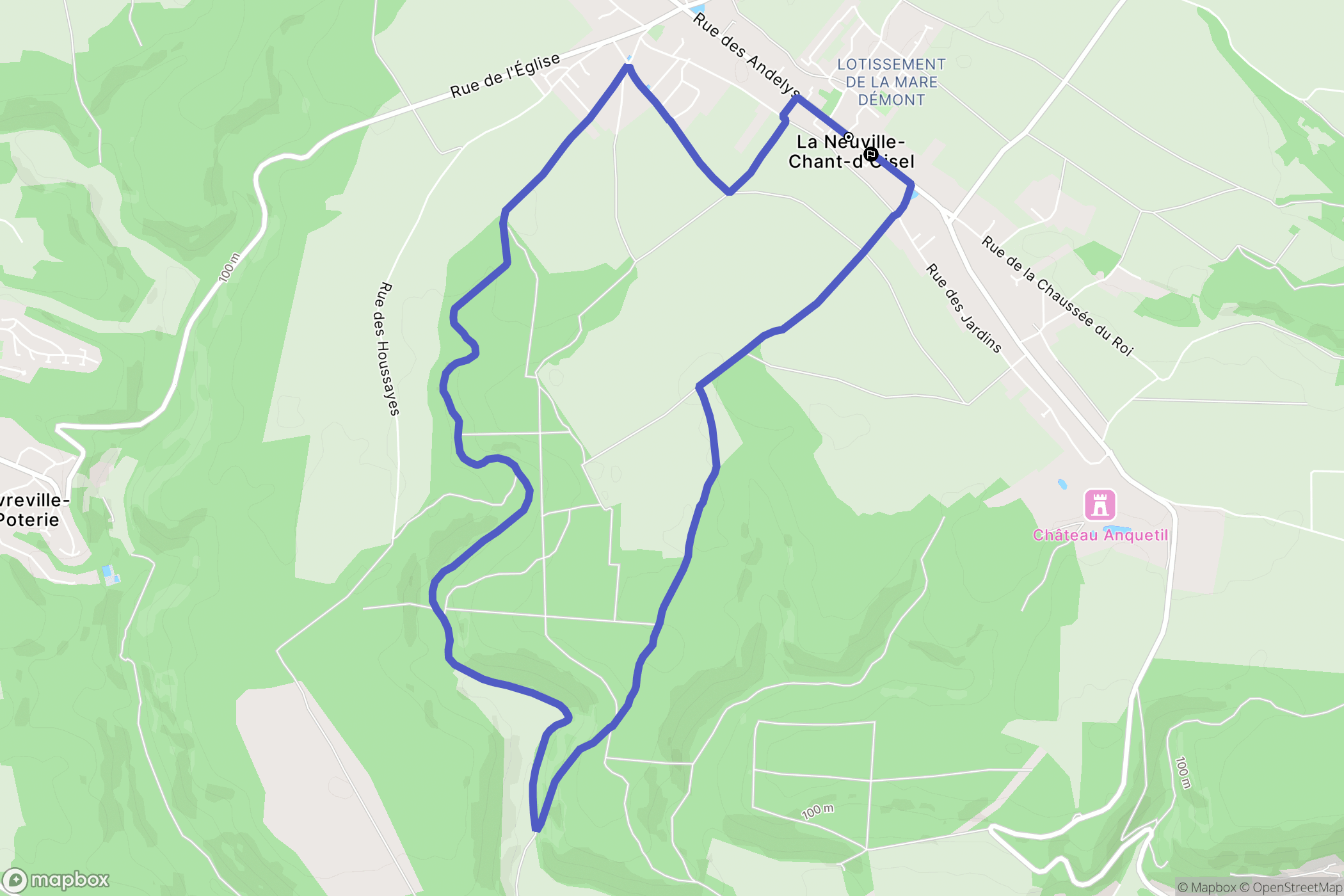 La Neuville-Chant-d'Oisel : carte du parcours de randonnée - France