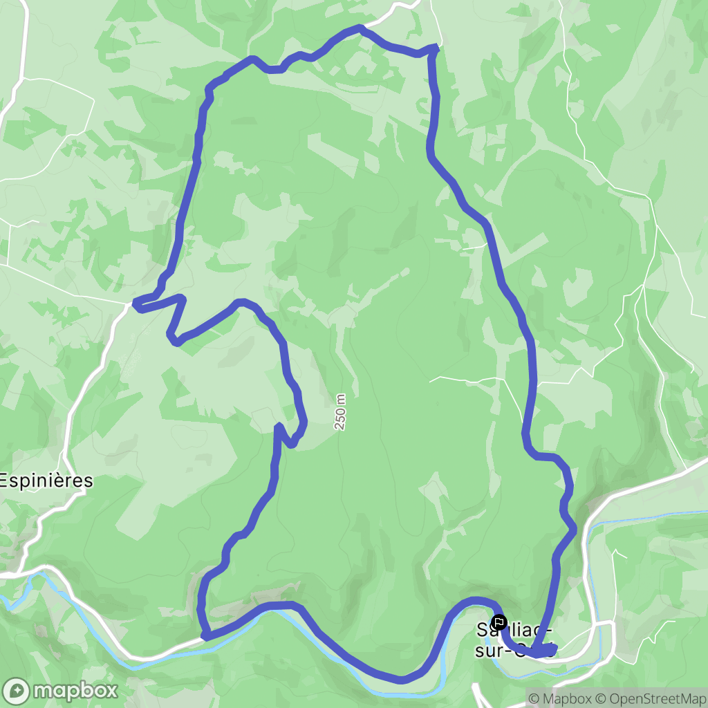 Sauliac-sur-Célé : carte du parcours de randonnée - France