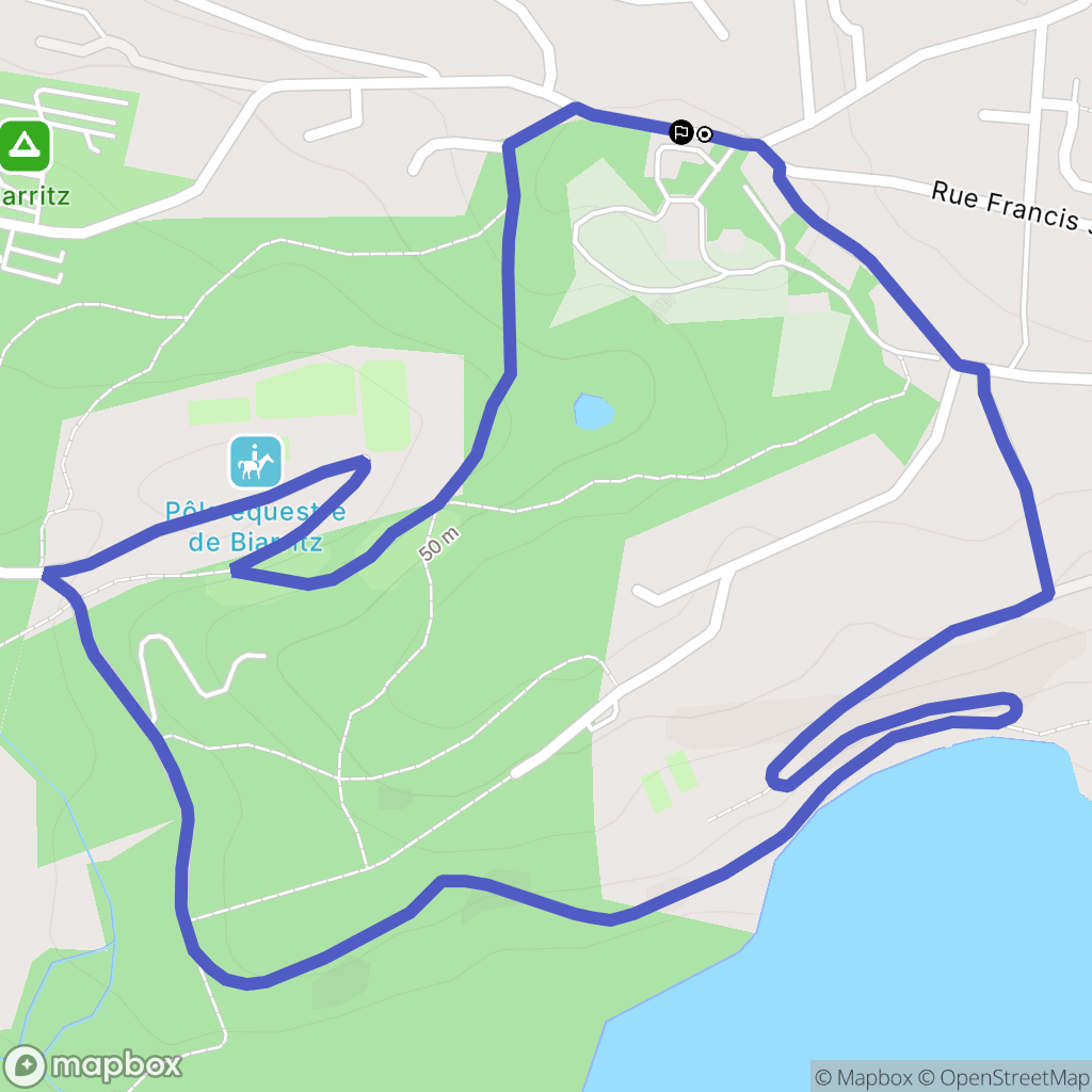 Biarritz : carte du parcours de randonnée - France