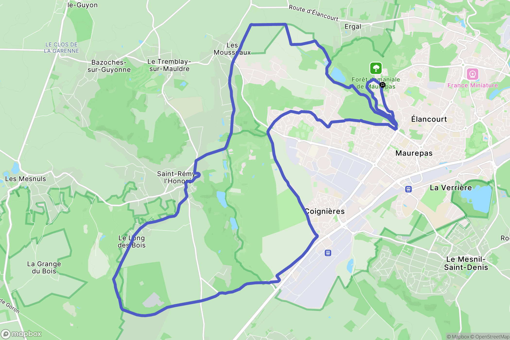 Maurepas : carte du parcours de randonnée - France