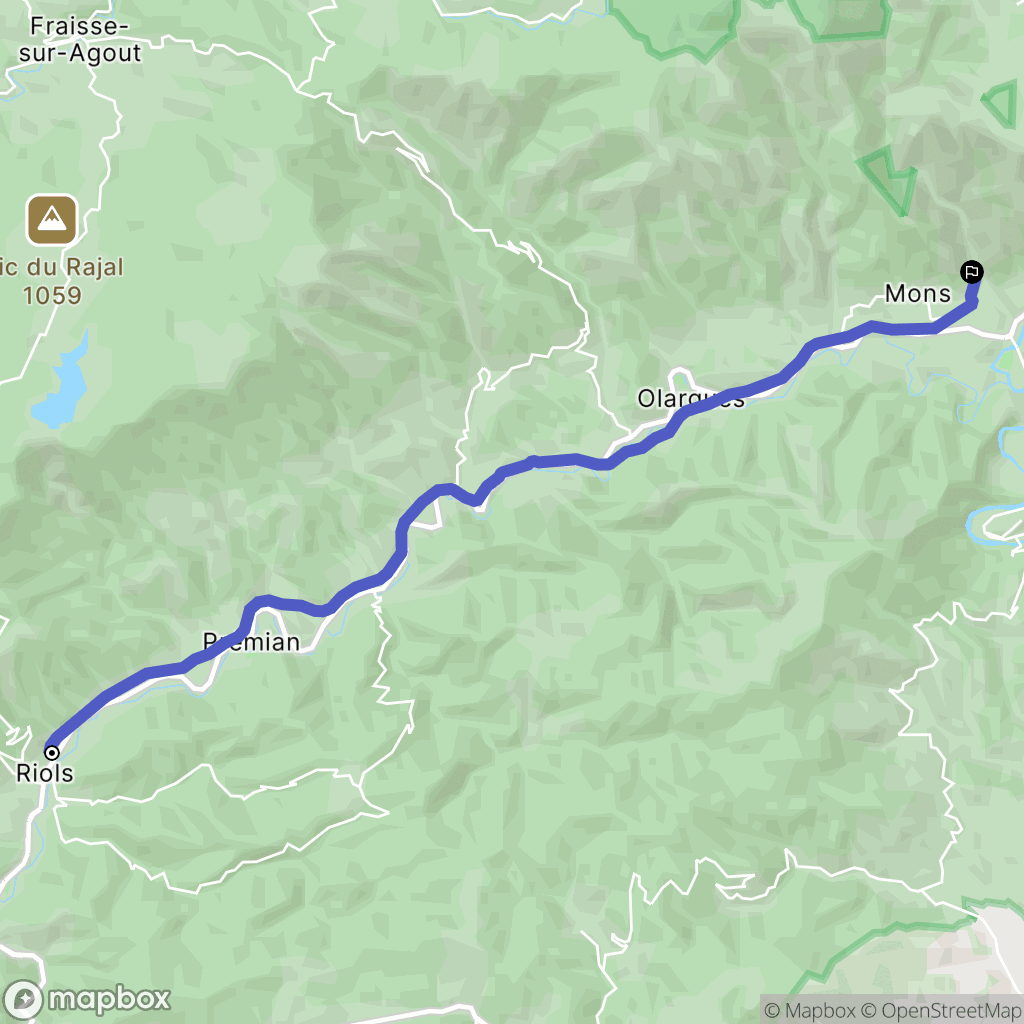 Riols : carte du parcours de randonnée - France