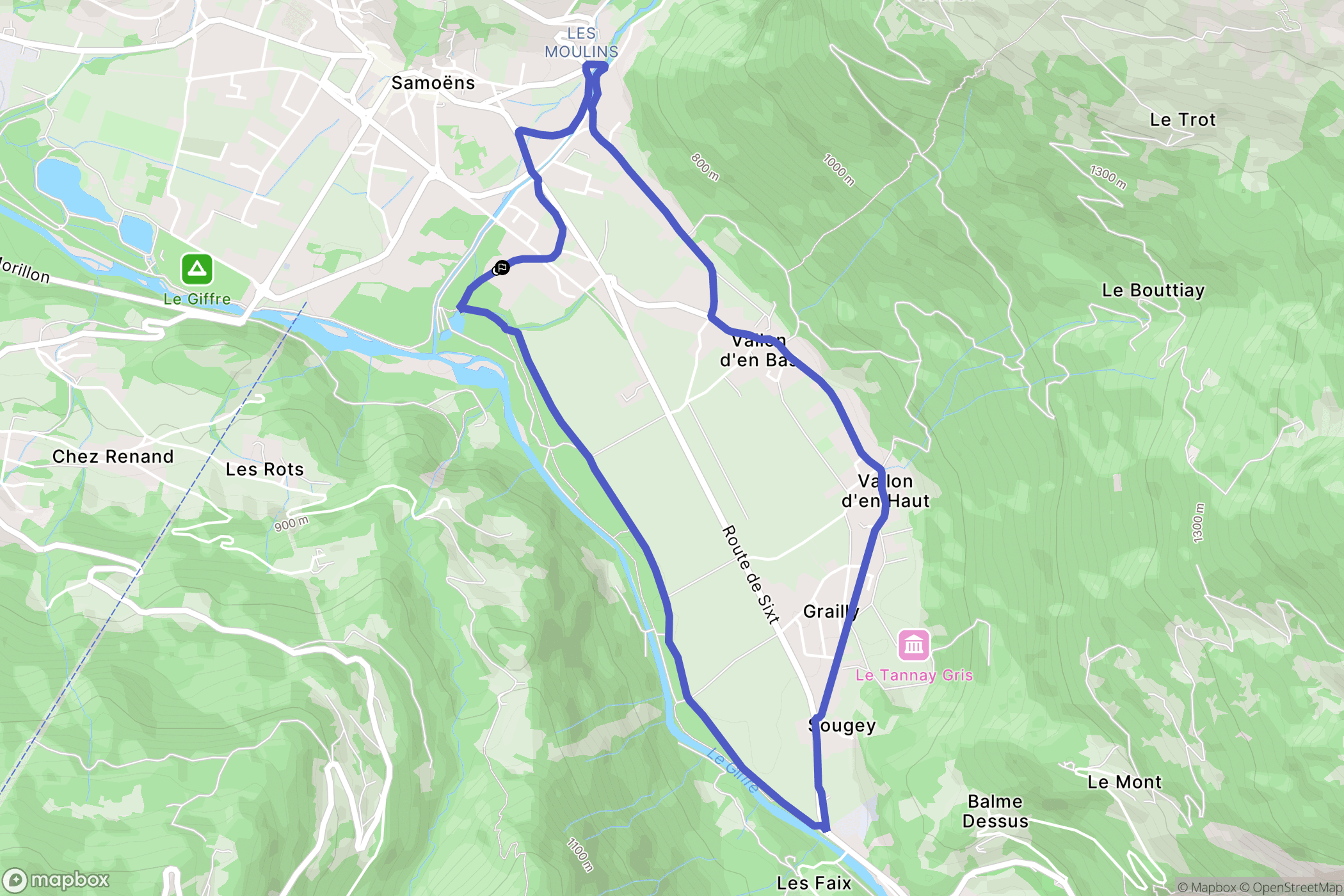 Samoëns : carte du parcours de randonnée - France