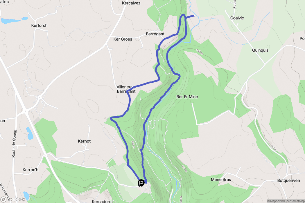 Le Faouët : carte du parcours de randonnée - France