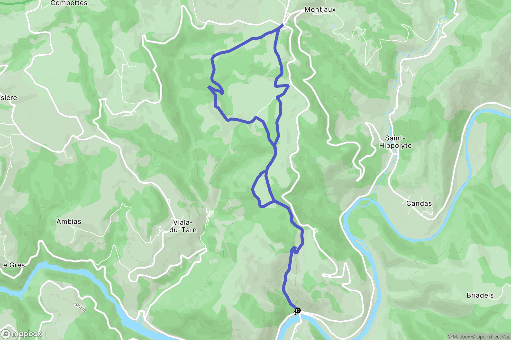 Saint-Rome-de-Tarn : carte du parcours de randonnée - France