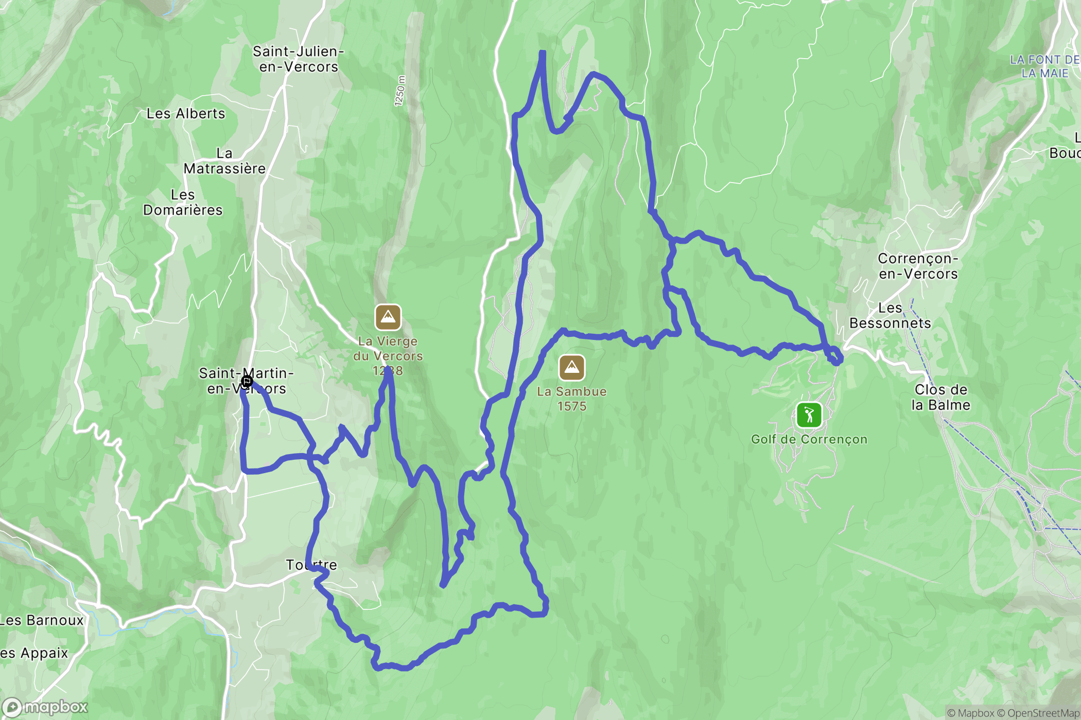 Saint-Martin-en-Vercors : carte du parcours de randonnée - France