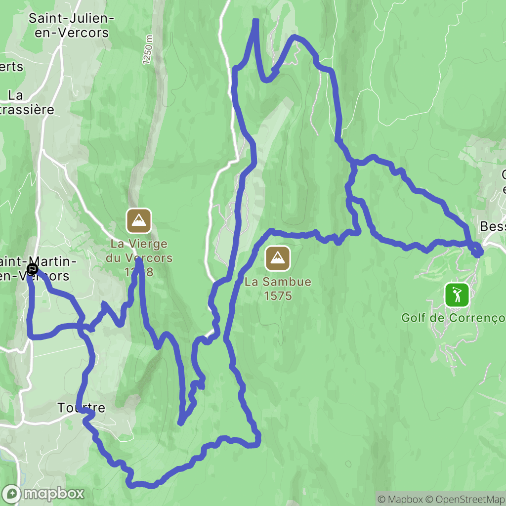 Saint-Martin-en-Vercors : carte du parcours de randonnée - France