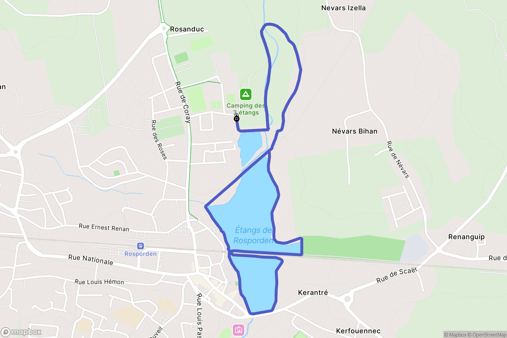 Rosporden : carte du parcours de randonnée - France