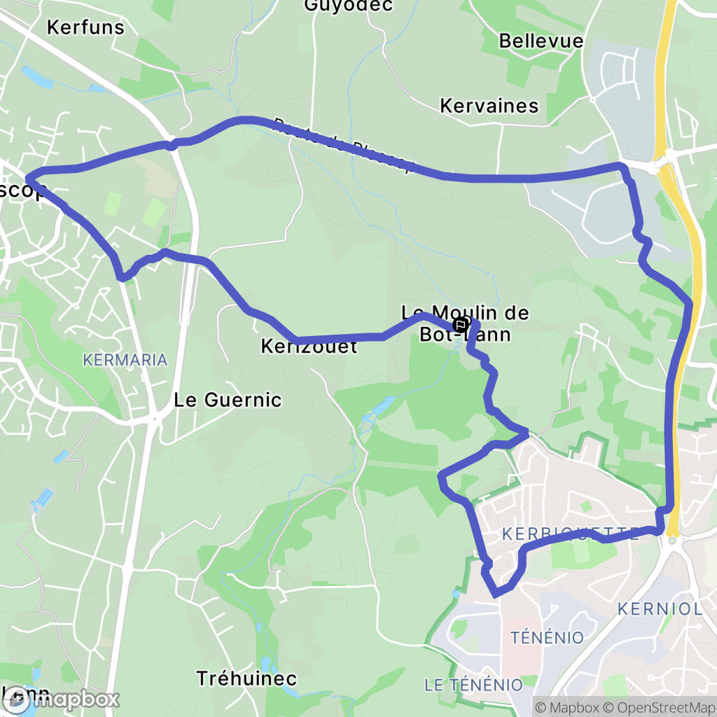 Plescop : carte du parcours de randonnée - France
