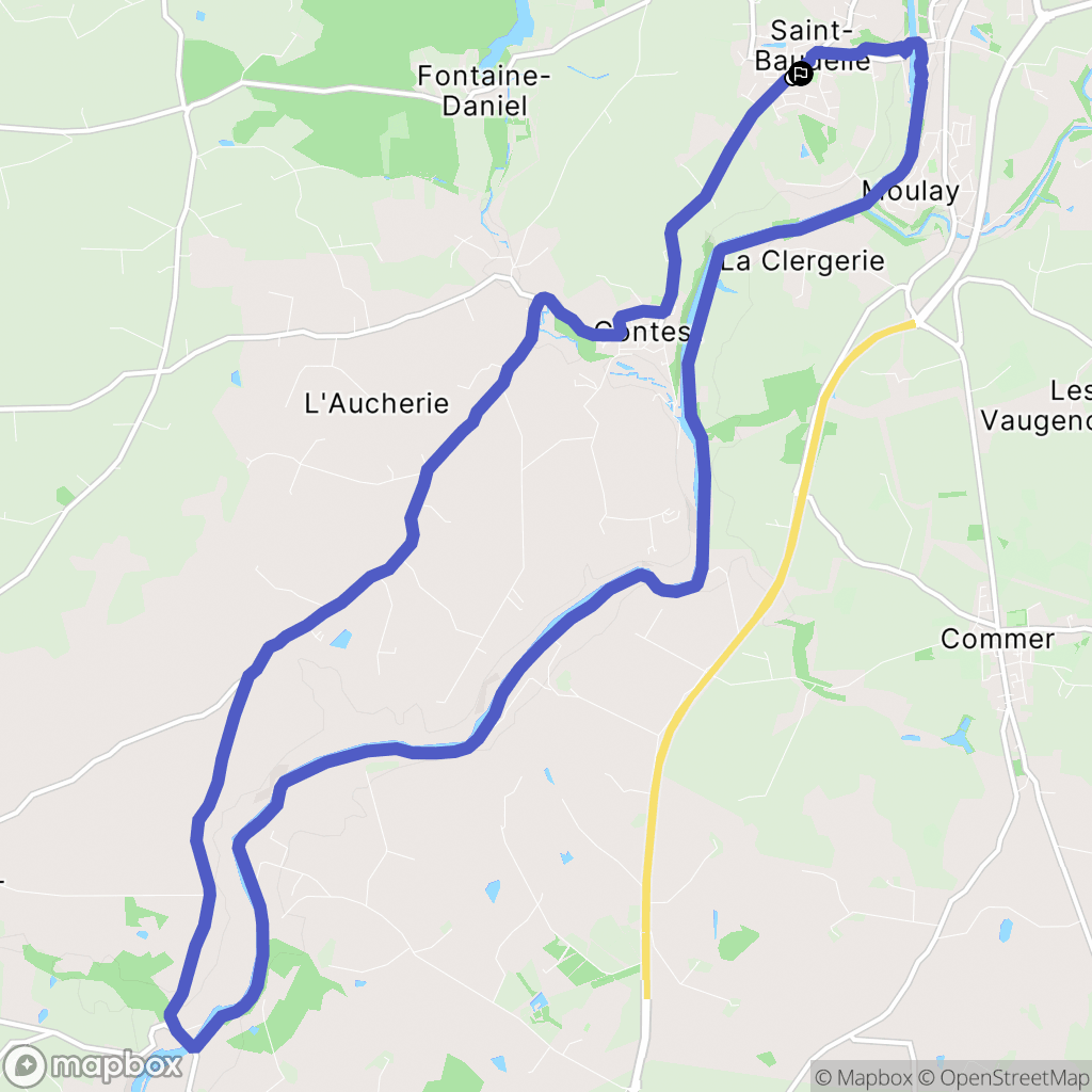 Saint-Baudelle : carte du parcours de randonnée - France