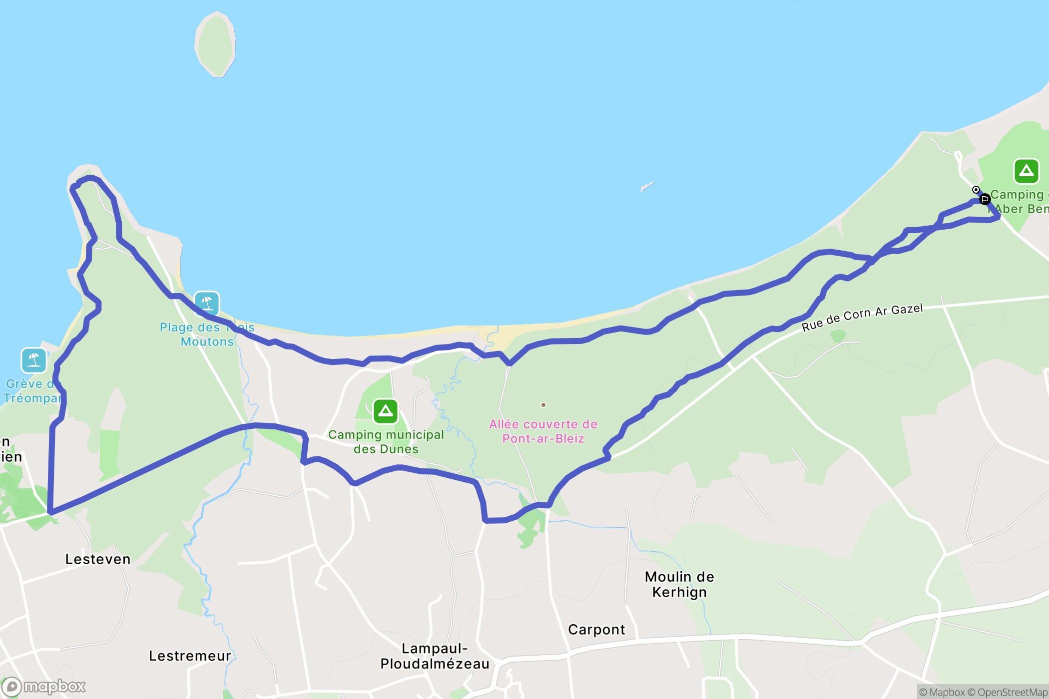Saint-Pabu : carte du parcours de randonnée - France